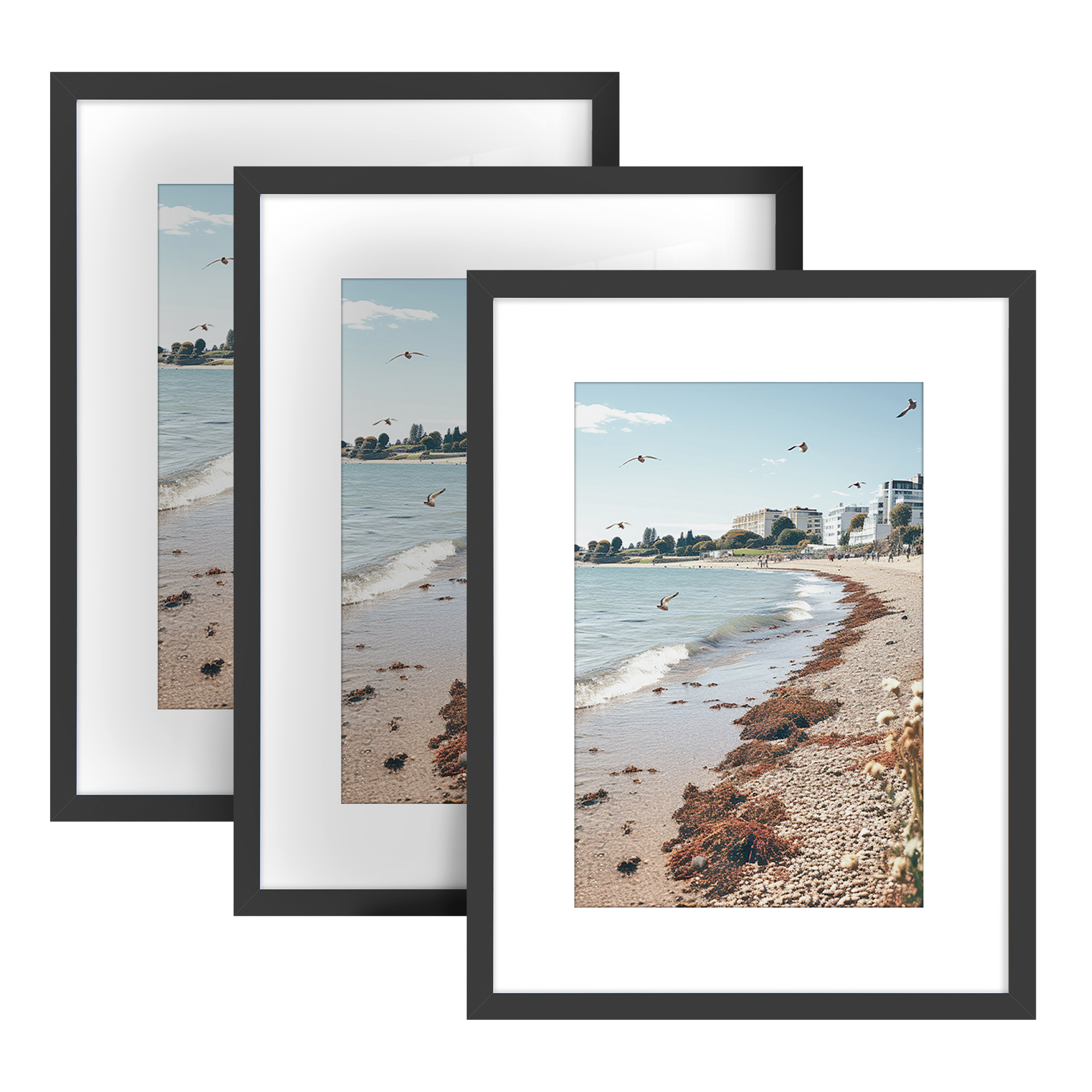 SONGMICS Set de 3 Marcos de Fotos de Pared 42 x 32 x 1.5 cm Negro