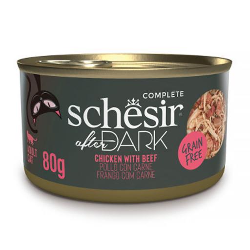 Schesir Comida Húmeda After Dark Filetes de Pollo con Ternera en Caldo para Gatos - 80 GR
