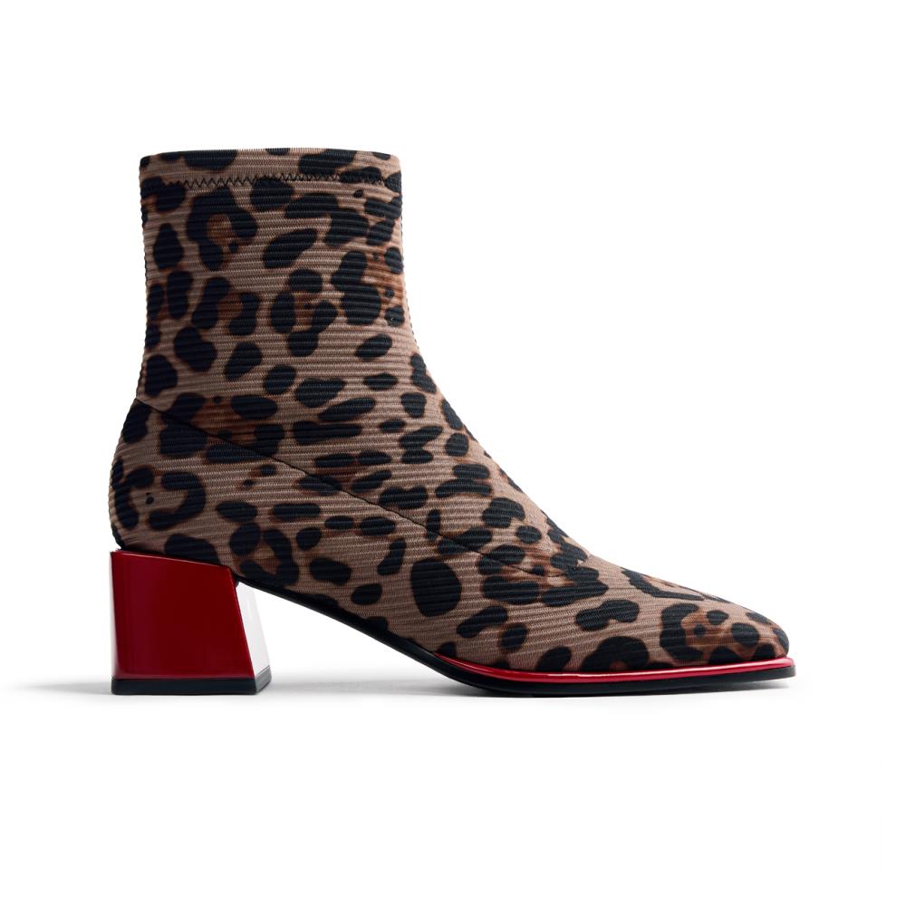 Botines de Mujer en Tejido Animal Print, Tacón Medio 5 cm