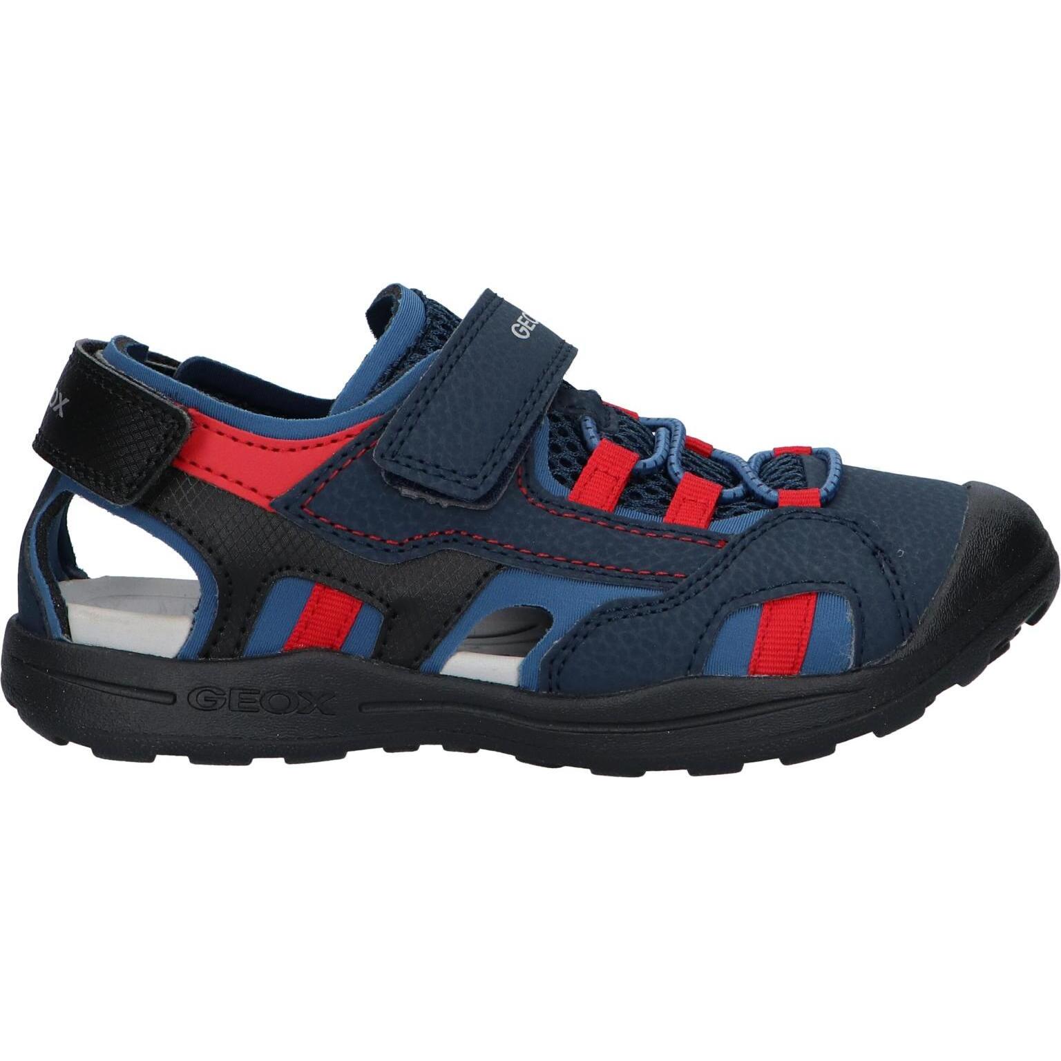 GEOX J155XC 015CE J VANIETT Navy-Dk Blue Boy Sandals with cushioned insole, non-slip flexible sole, and breathable design for active kids, perfect summer footwear for beach adventures.