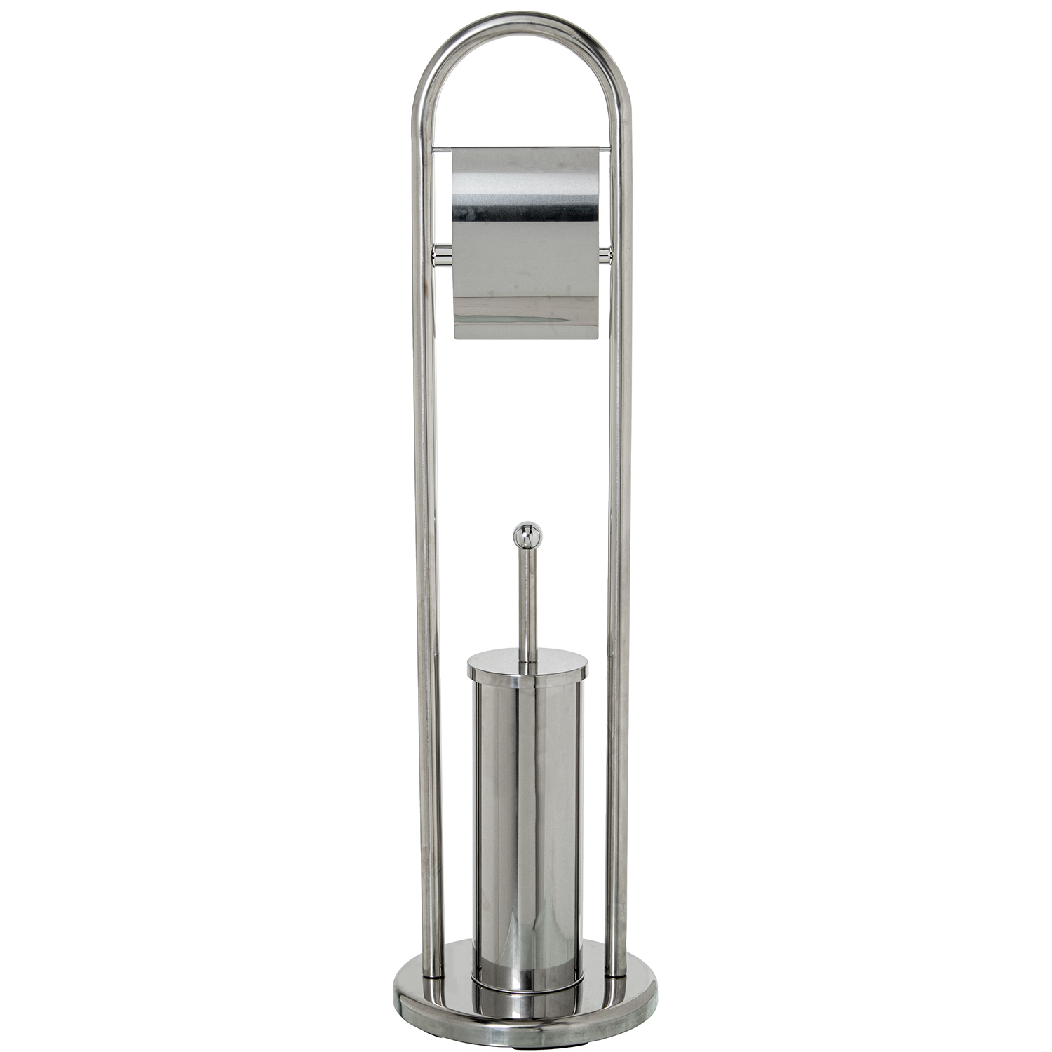 Soporte rollo con escobillero metal acero 22x80cm