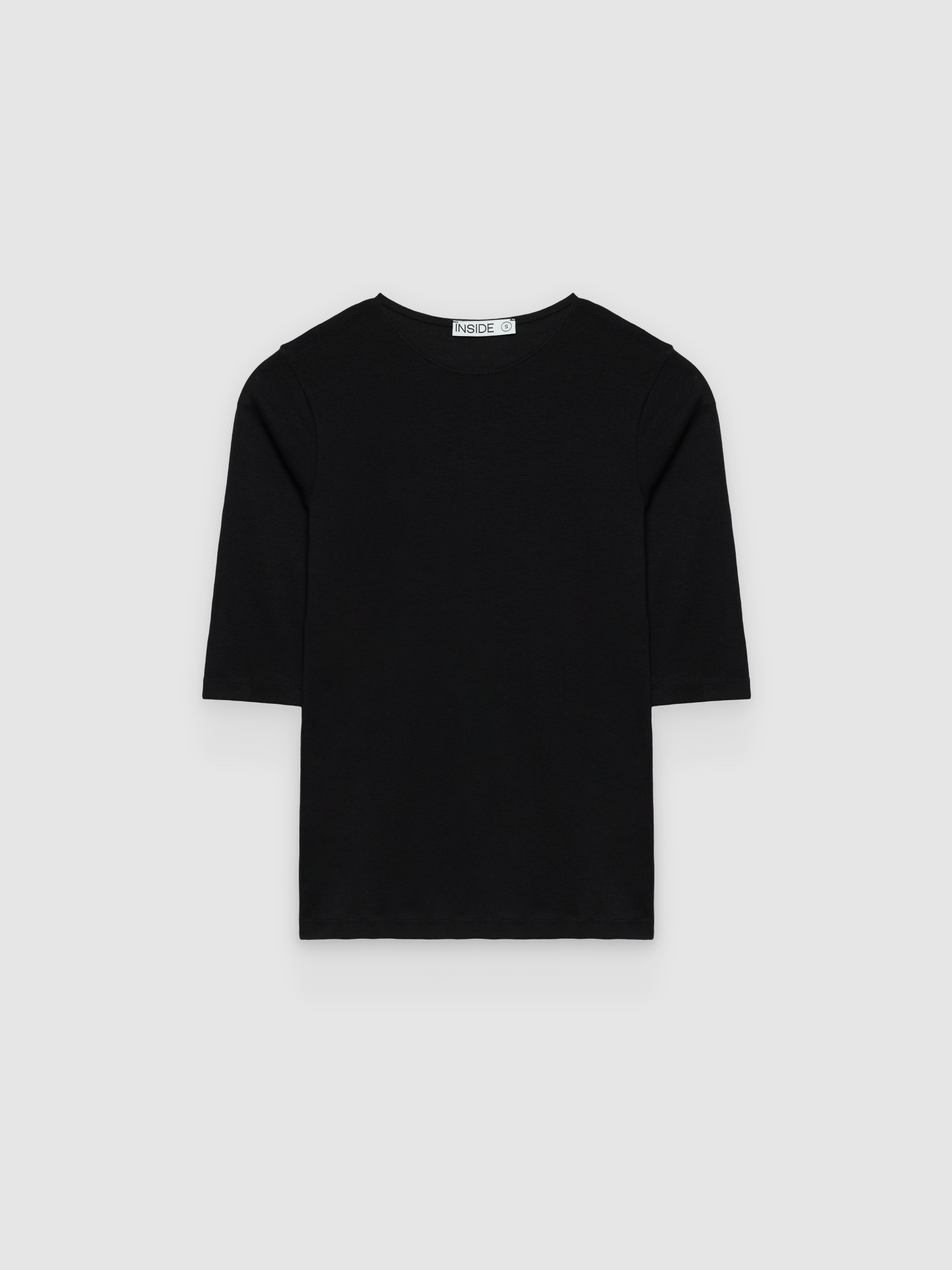 Camiseta básica de algodón, cuello redondo y manga 3/4, corte slim, suave y lisa para diario y uso ideal INSIDE