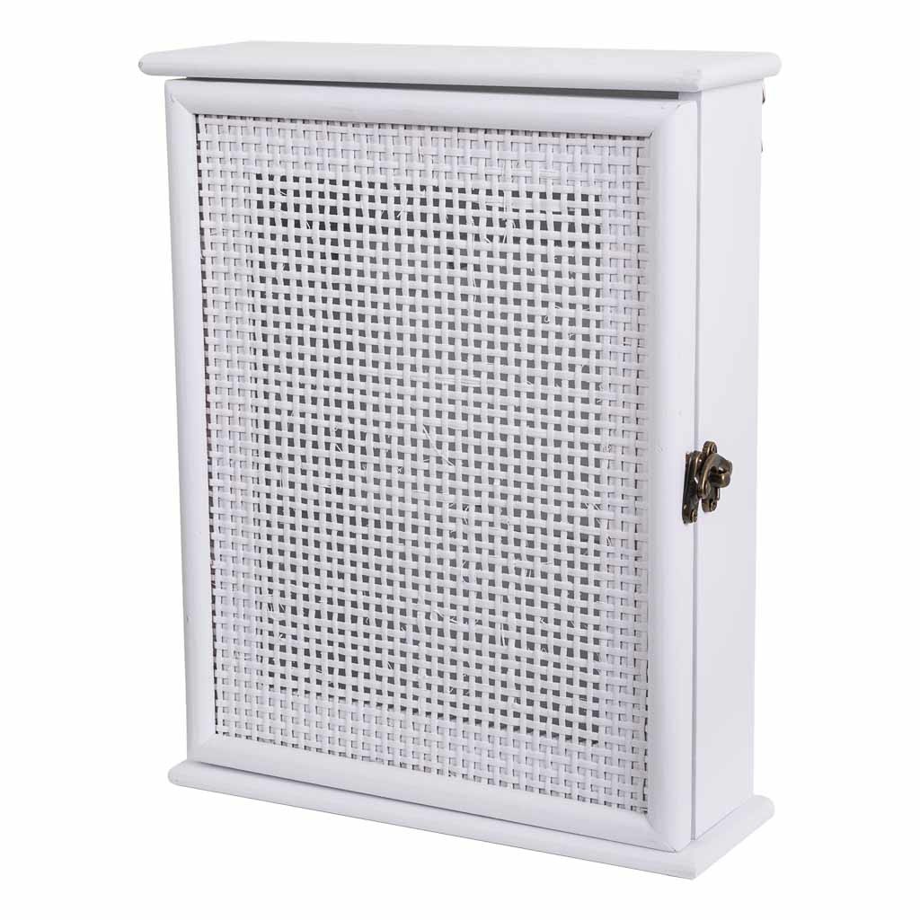Caja de llaves de madera y rejilla en blanco Medidas: 7x24x30cm