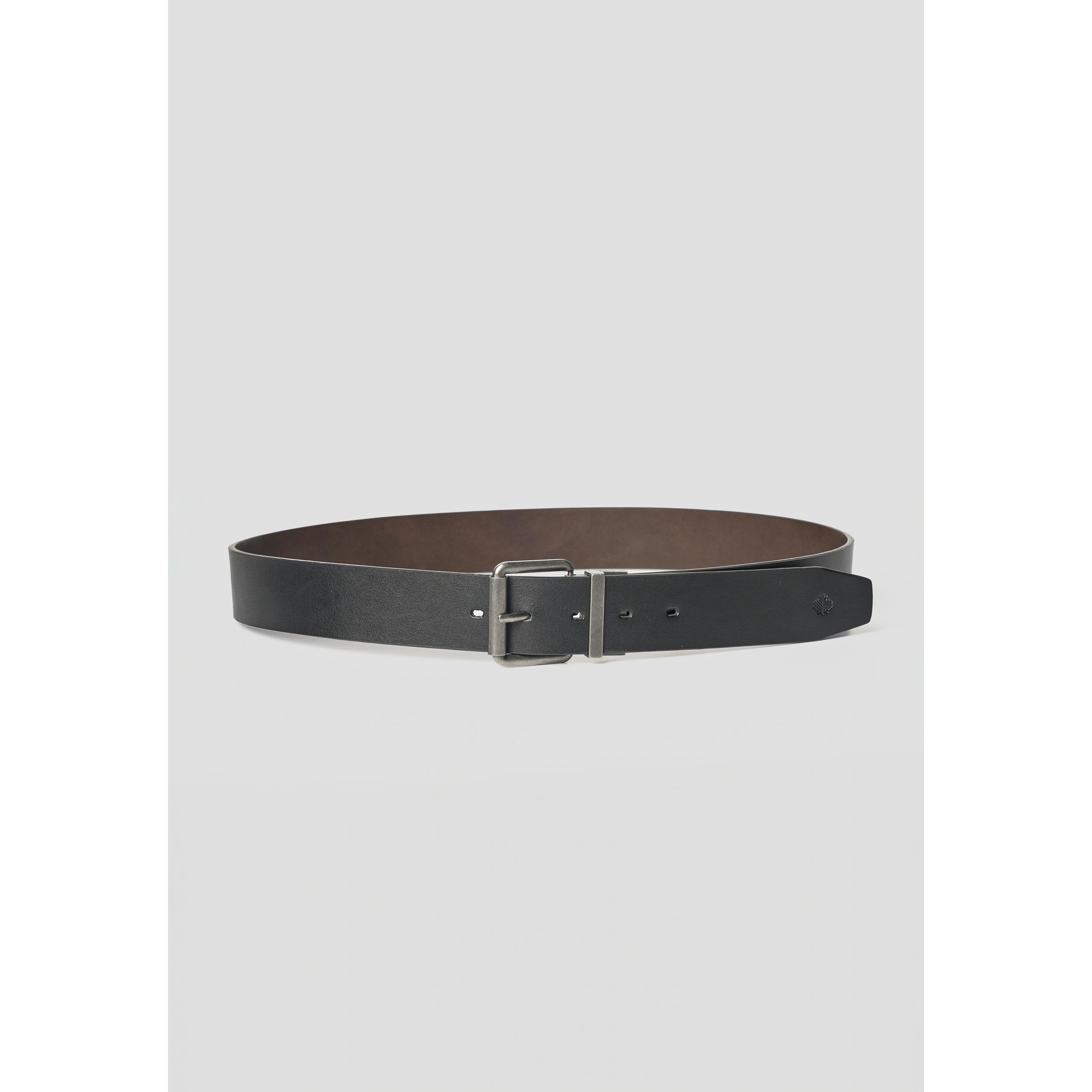 Koroshi - Cinturón reversible para hombre de piel y poliuretano, negro y marrón con hebilla giratoria envejecida, 3,5 cm ancho