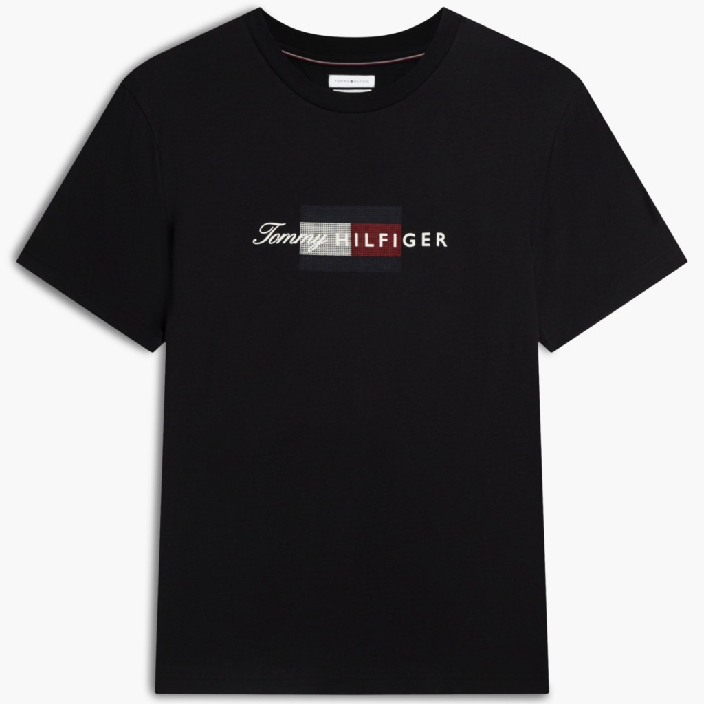 Camisetas Hombre Marca Tommy Hilfiger Modelo Mw0mw43226 Script Flag Regular Tee