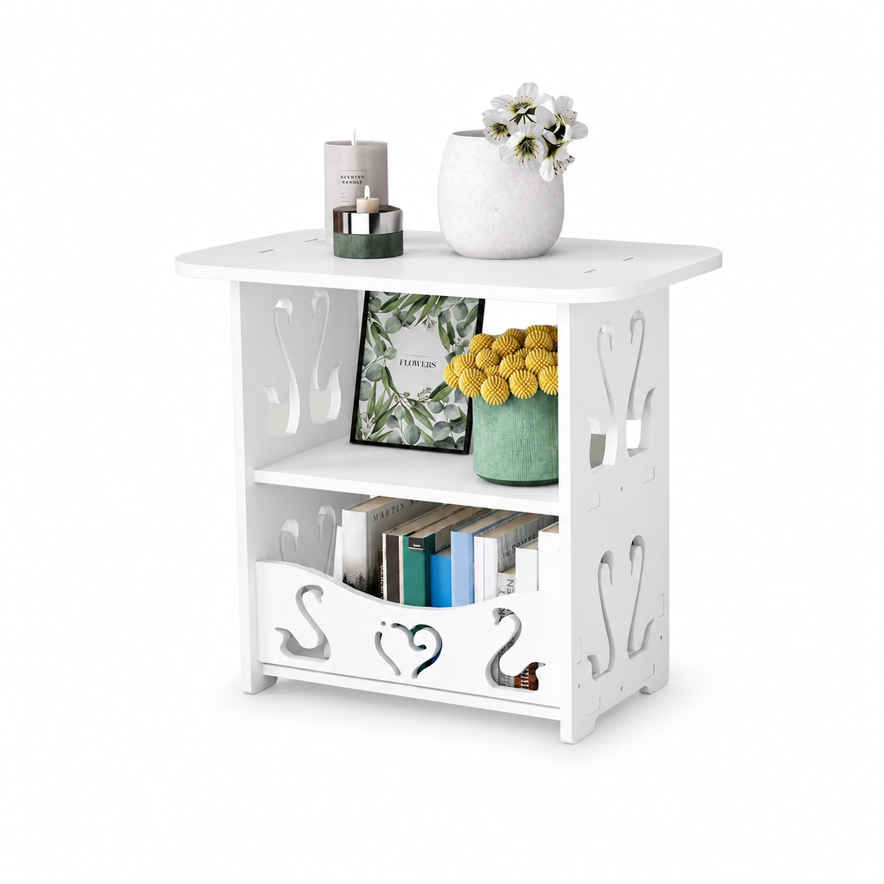 Mueble Auxiliar Modular de Madera DIY, Organizador Multifuncional Blanco de Fácil Montaje para Baño, Dormitorio, Salón y Oficina, Varios Modelos
