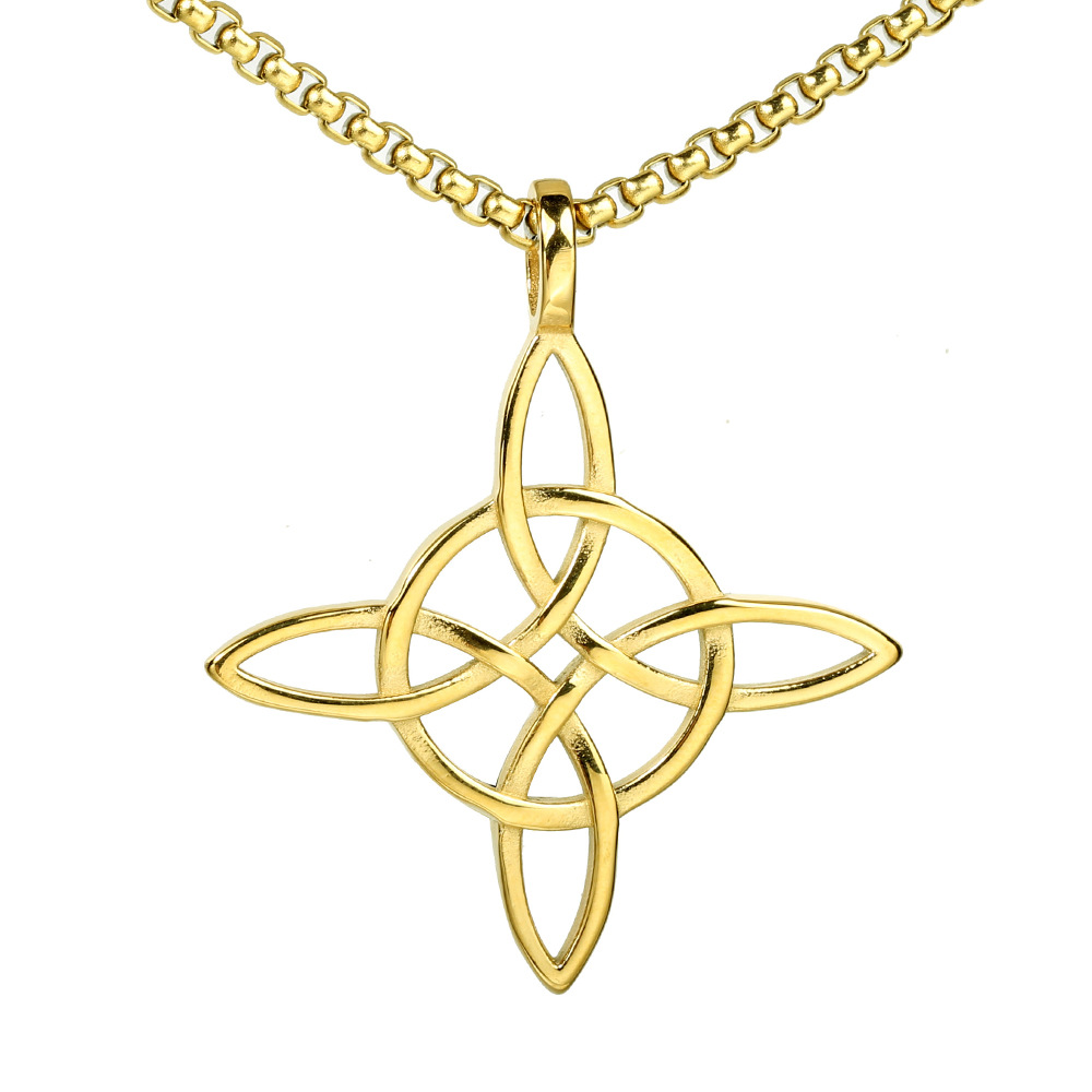 Colgante Nudo de Bruja Acero Inoxidable - Regalo Original para Mujer, Hombre - Amuleto de Suerte y Protección - Viene con Cadena de 60CM