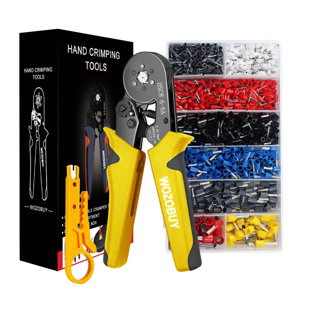 TK Kit De Herramientas De Crimpado WOZOBUY Con Pinzas De Crimpado HSC8 6-6A/6-4A Y Terminales Tubulares 0.25-10 Mm² Para Electrónica