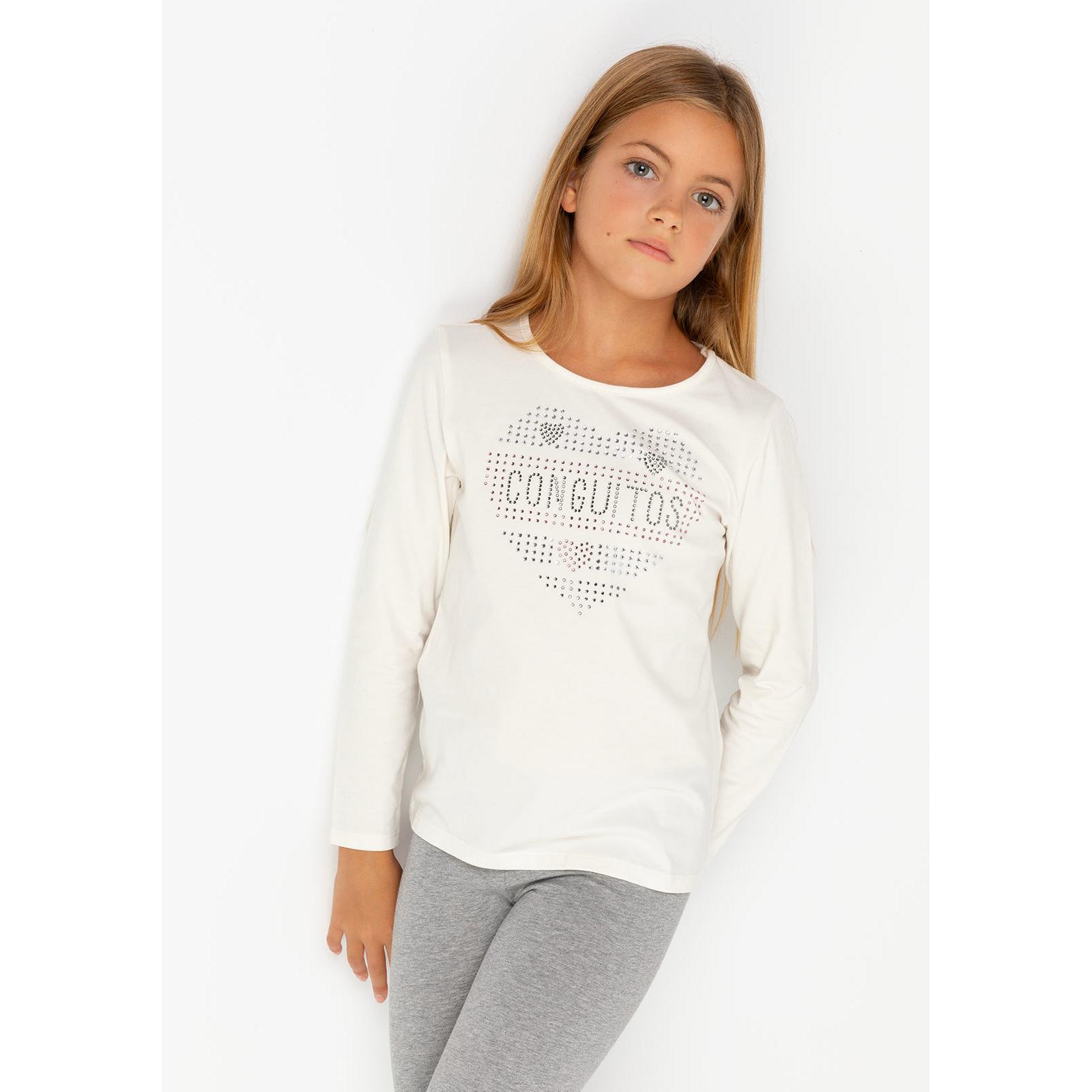 Conguitos - Camiseta Strass Rosa Corazón de Niña para Niña