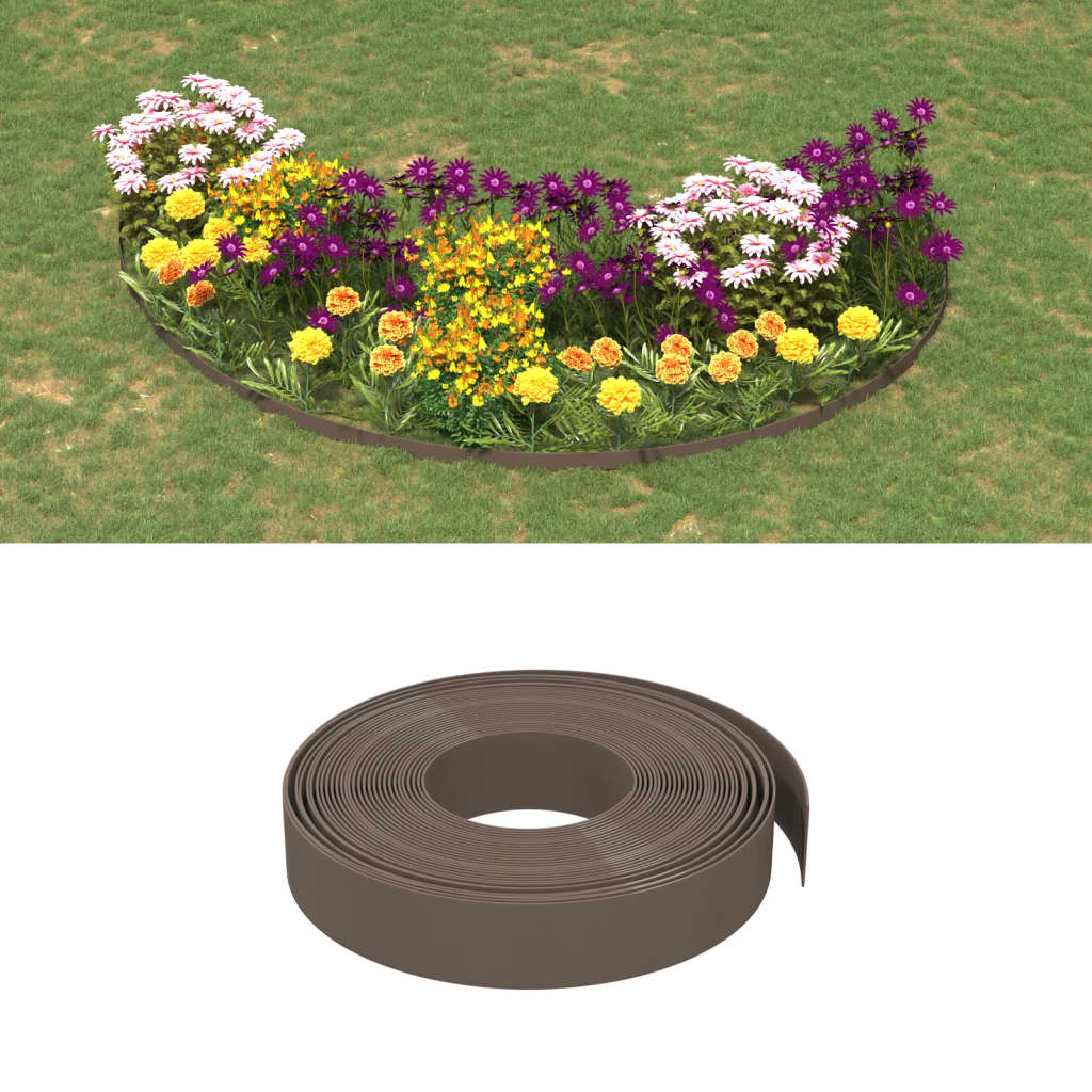 vidaXL Borduras de jardín 3 uds polietileno 10 m 10 cm borde de jardín Color Gris,  Marrón,  Negro y mas