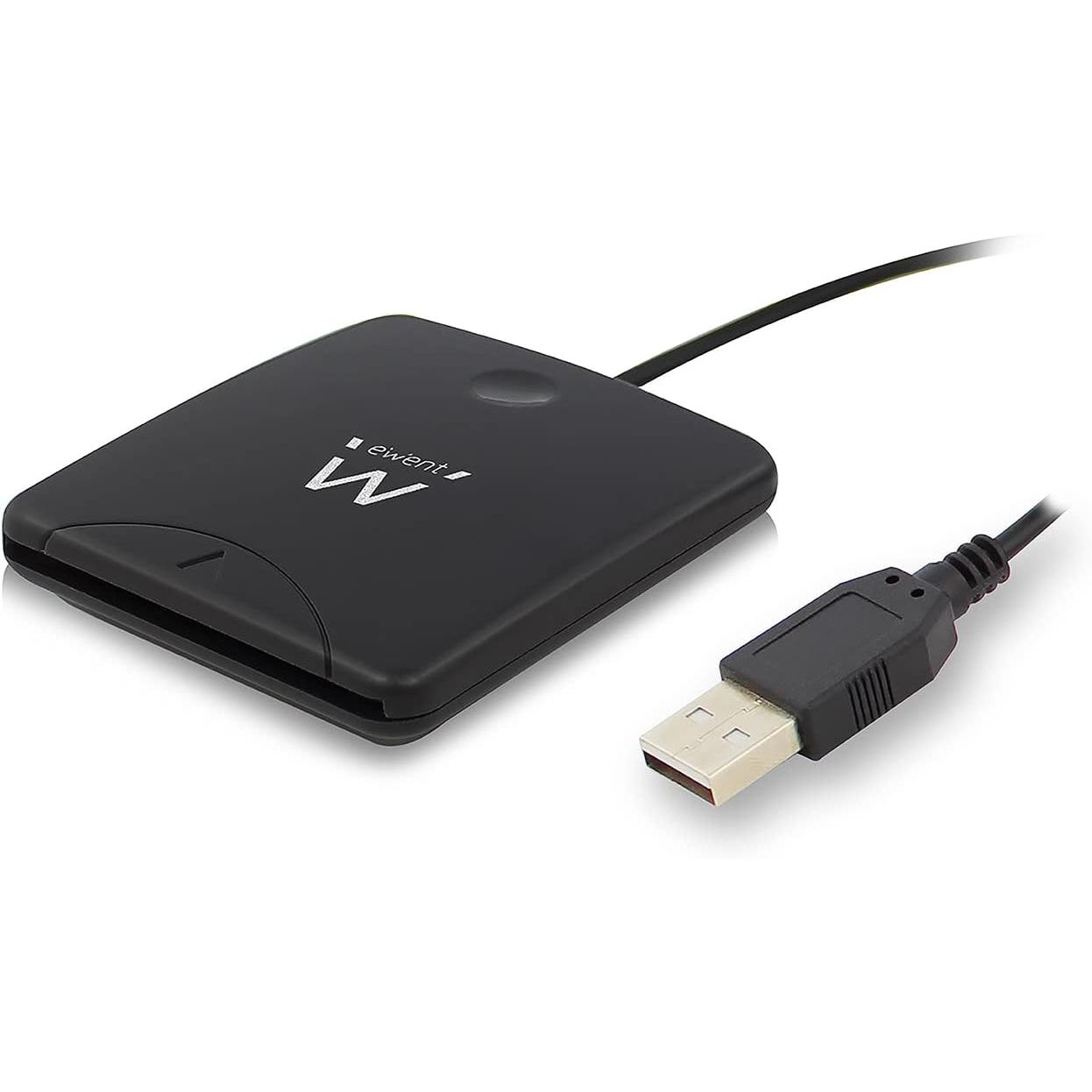 Ewent EW1052 - Lector de tarjetas electrónicas compatible con Windows/Mac, color negro