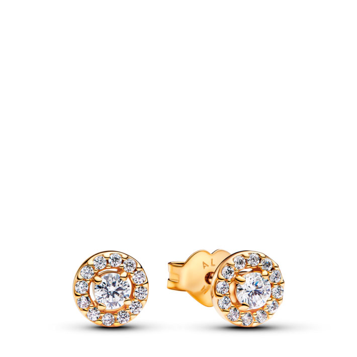 Pandora Pendientes de botón Halo Redondo en Pavé 263019C01 , para Mujer