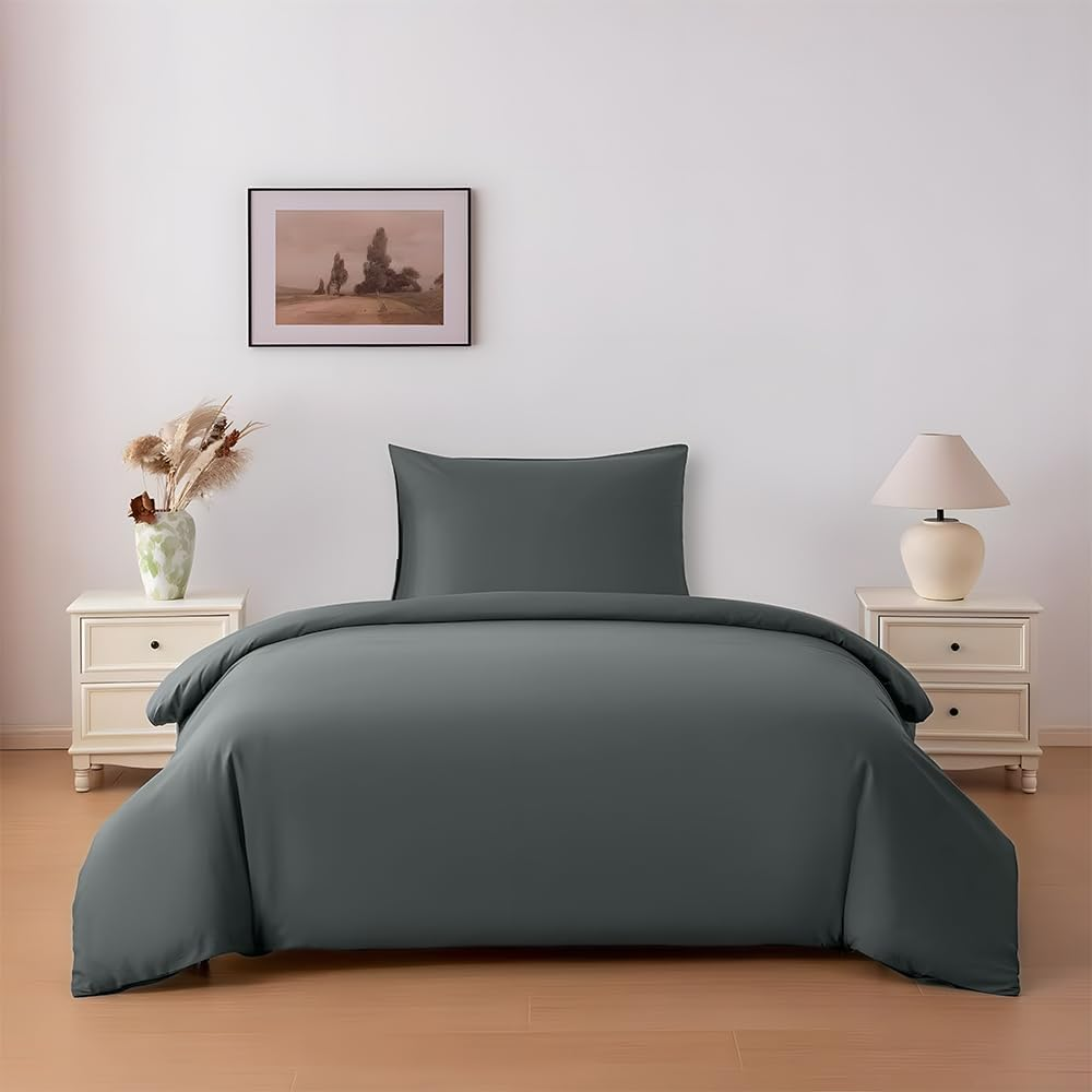 Funda nórdica para Cama 90/105/135/150/180cm, Funda nórdica Liso con Funda de cojín 50x75cm, 100% Poliester, Funda con Cremallera, suave y Transpirable, Varios colores. Cojín no incluido.