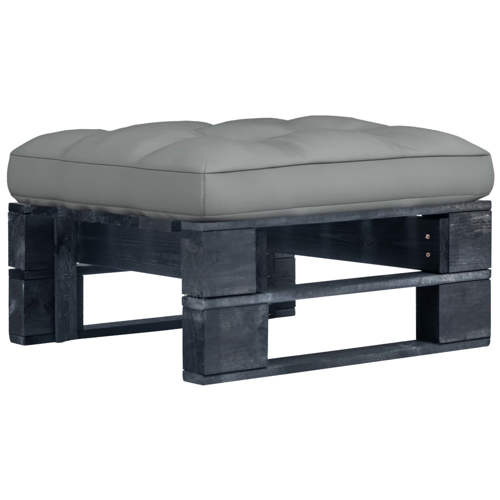 vidaXL Otomana de jardín de palets madera de pino impregnada negro en color Estampado de hojas/Taupé/Gris | acolchados duraderos para sofás de jardín terraza exterior
