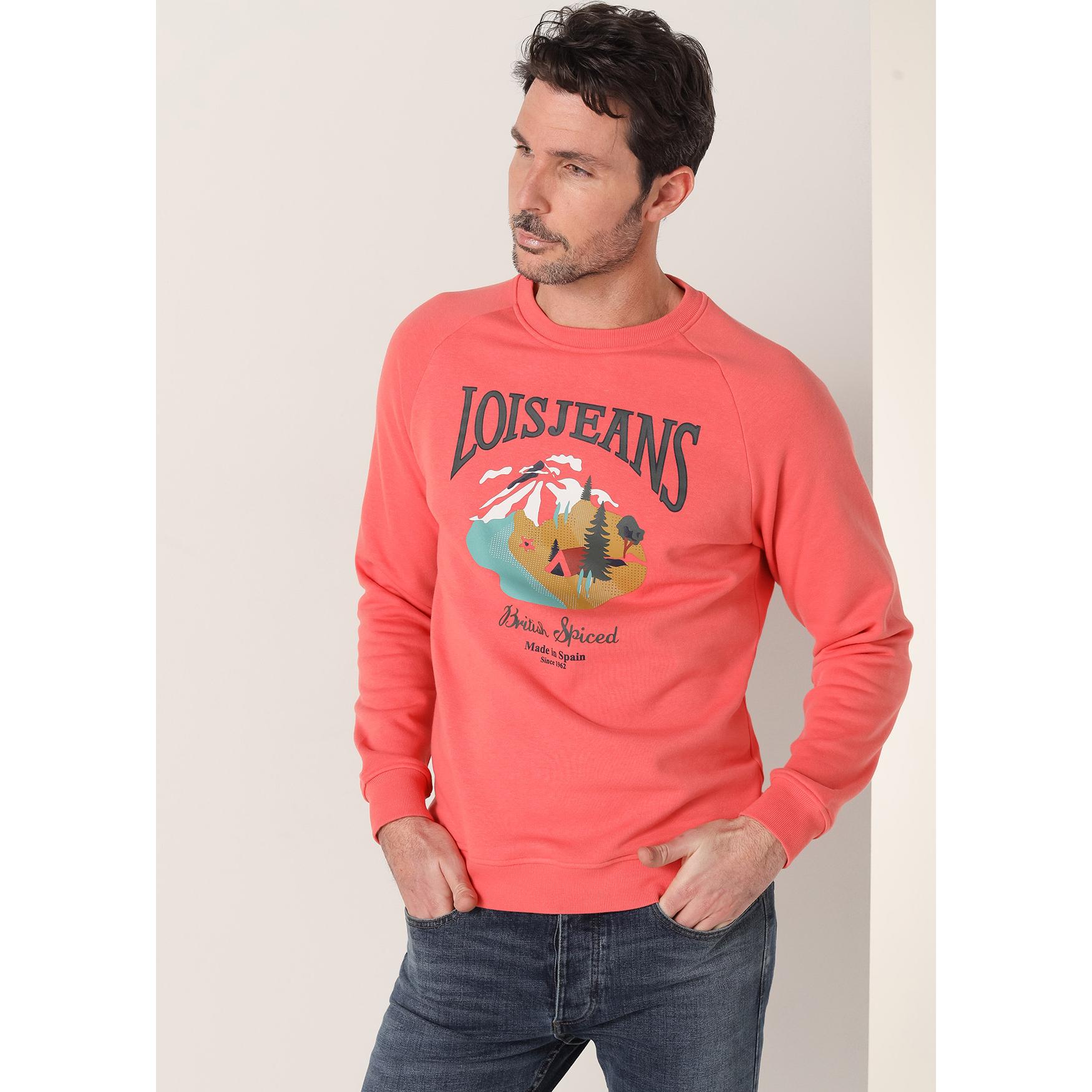 LOIS JEANS - Sudadera manga rangla cuello caja Graphica Illustración