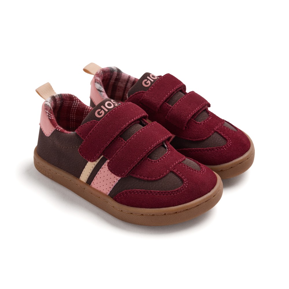 GIOSEPPO BAREFOOT 80981 - ZAPATILLAS BURGUNDY Sneakers con cierre ajustable de velcro, puntera reforzada, Flexibles y Cómodas