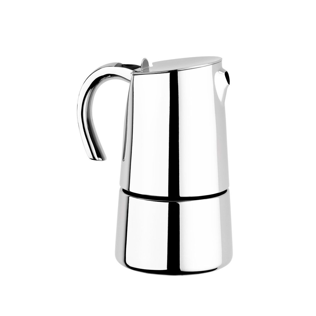 Bra - Cafetera Bella, De 2 a 10 Tazas, Acero Inoxidable, Apta Inducción, Media Carga, Asa Ergonómica, Acabado Brillante