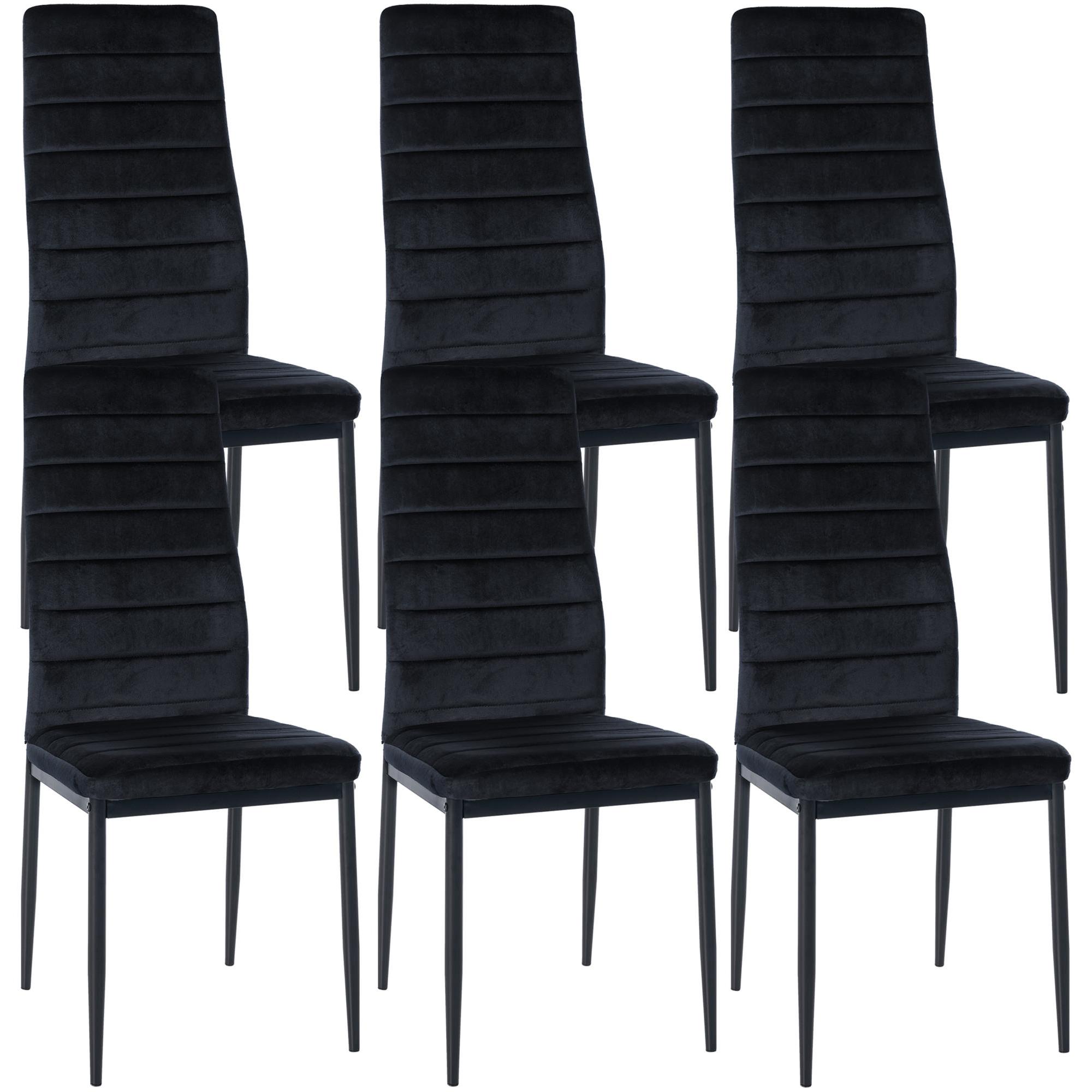 Set de 6 sillas de comedor Mayfair Negro,Terciopelo