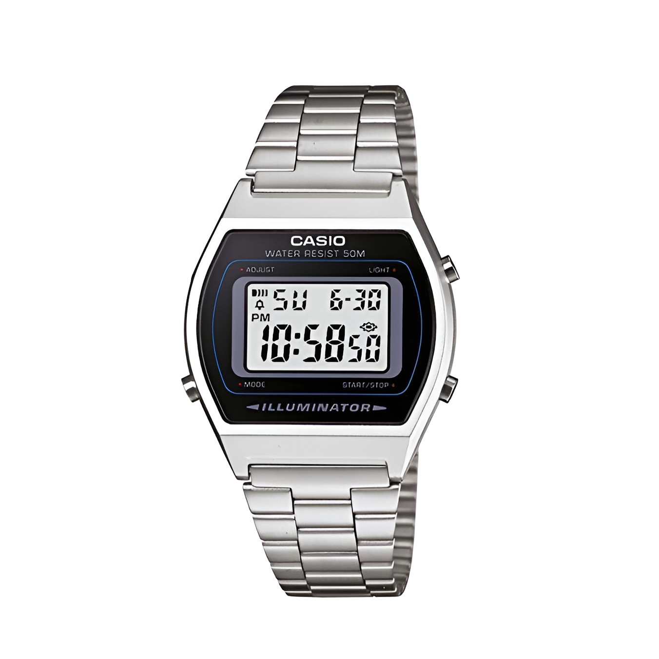 Reloj VINTAGE EDGY Casio B640WD-1AV plateado water resist 50m LUZ