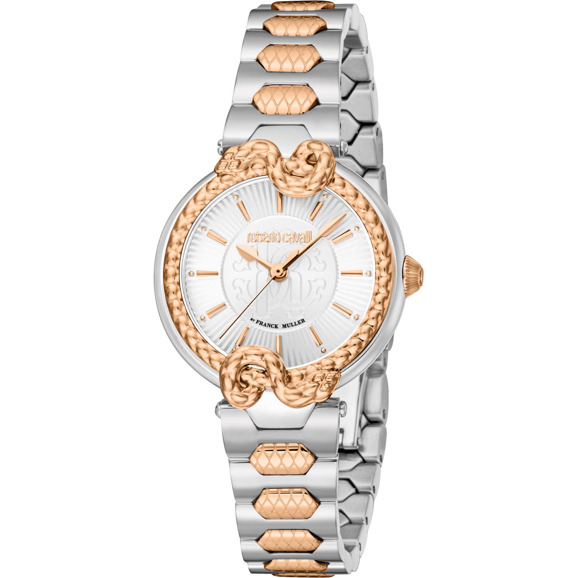 Reloj De Pulsera Roberto Cavalli By Franck Muller - Rv1L214M0071 Correa Color: Oro Rosa Gris Plata Dial Gris Plata Mujer