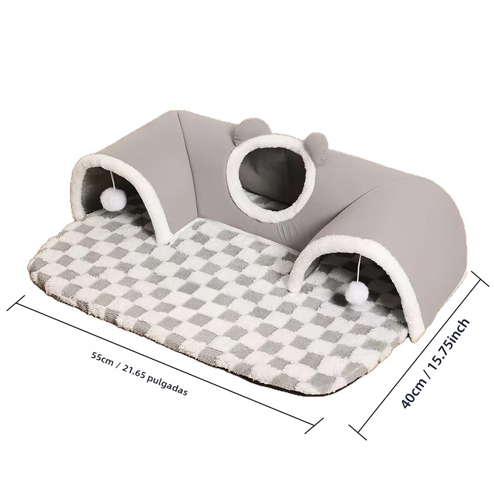 TK Casa De Gato Con Túnel Juguete De Acogida Calefactor Para Mascotas Interior Y Exterior Juego En Esquina Para Perros Y Animales