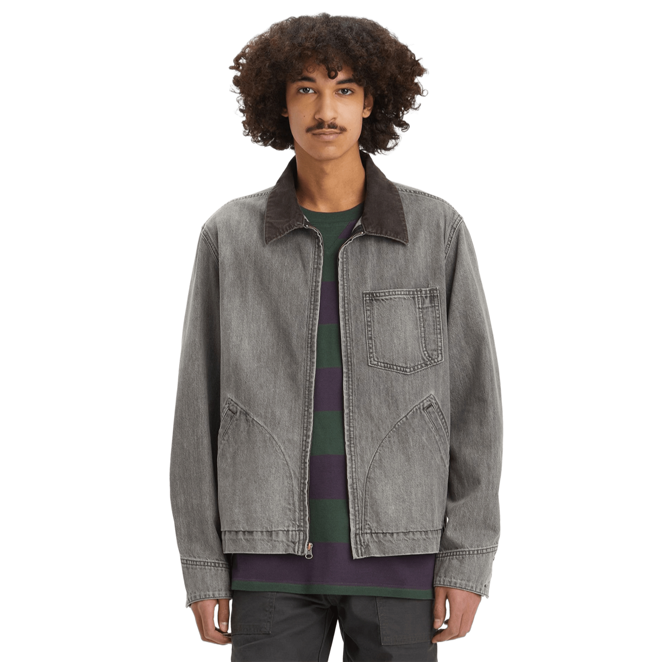 Levi’s Full Zip Mechanics Trucker - Chaqueta vaquera Levis para hombre gris - Cazadora denim con cremallera