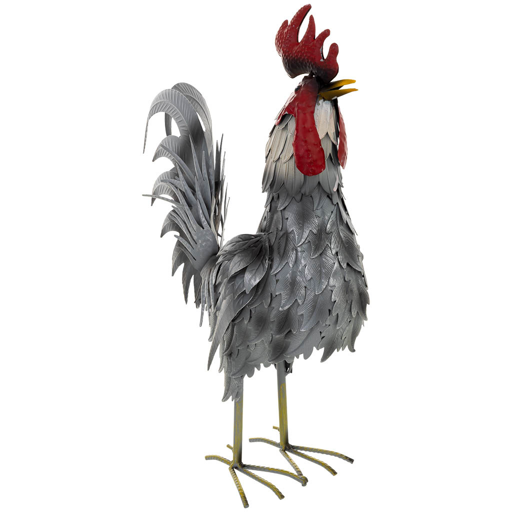 Wonderlust Deco - Figura decoración gallo de metal 41x16x54h cm