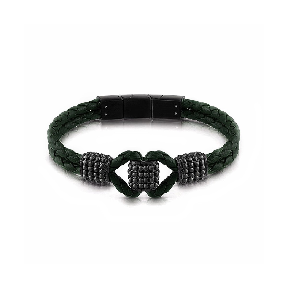 Pulsera Guess hombre Guess Hero UMB29010 acero inoxidable chapada rodio trenzada cuero