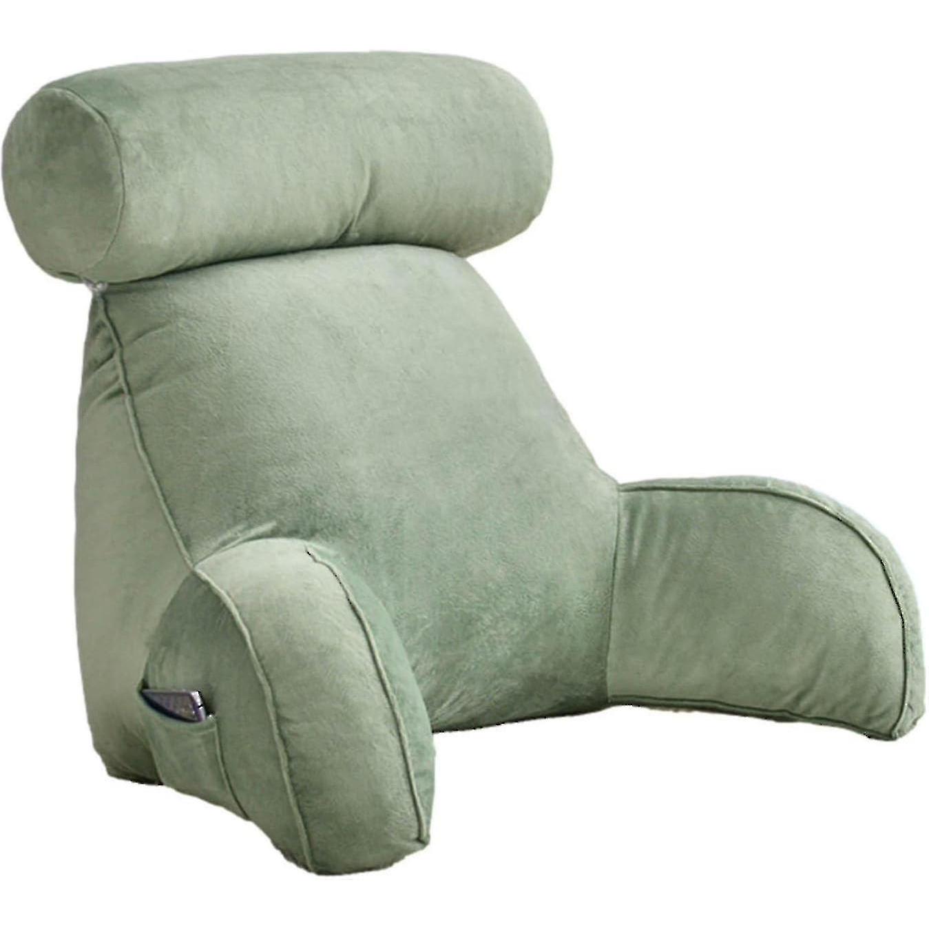 TK Almohada de la lectura, almohada del respaldo, almohada trasera for the rest para sentarse en Cama, respaldo Adult grande con los brazos, bolsos laterales, Rollo desmontable del Cuello Para Leer/El Reloj, los 75*40*40cm