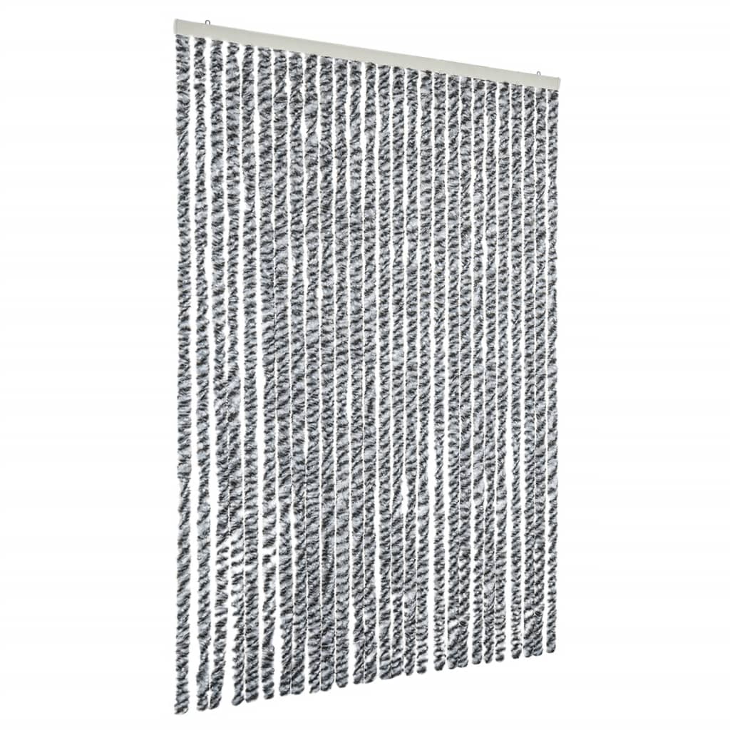 vidaXL Cortina antimoscas chenilla 118x220 cm Color Negro, Gris y rosa, Gris y negro y mas