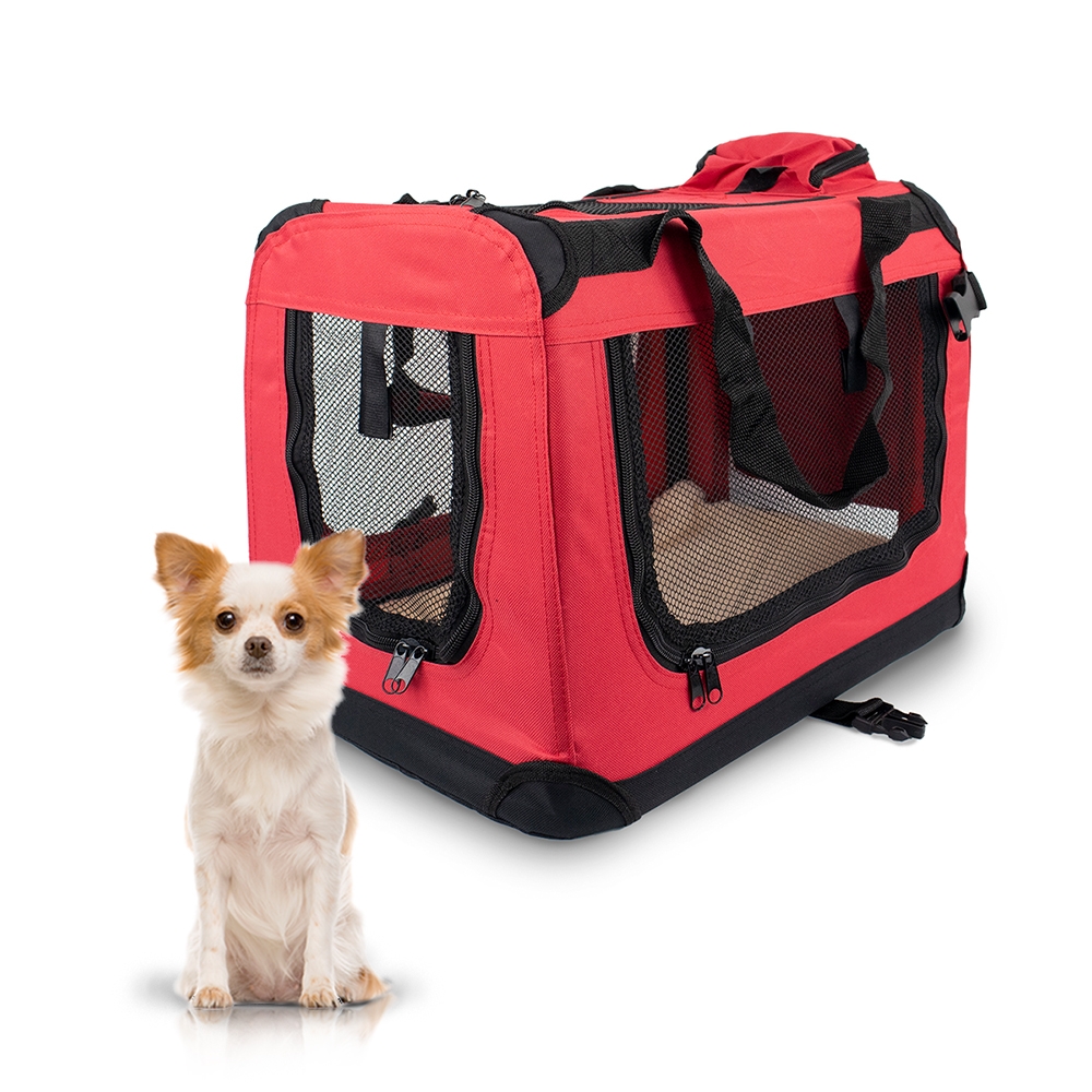 Mobiclinic Balú Transportín para Mascotas Transportín para Perros Gatos Conejos cobayas Transportín Portátil y Transpirable Talla S Soporta 8 kg 50x34x36 cm Mochila Plegable Rojo