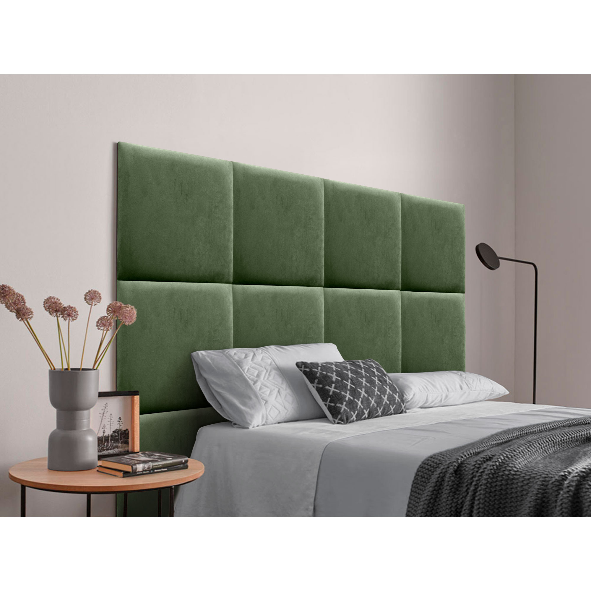 DHOME Cabecero Tapizado Compuesto de Paneles Autoadhesivos Intercambiables de Terciopelo Premium Cama Lujo Dormitorio Acolchado Segunda Gama de Colores