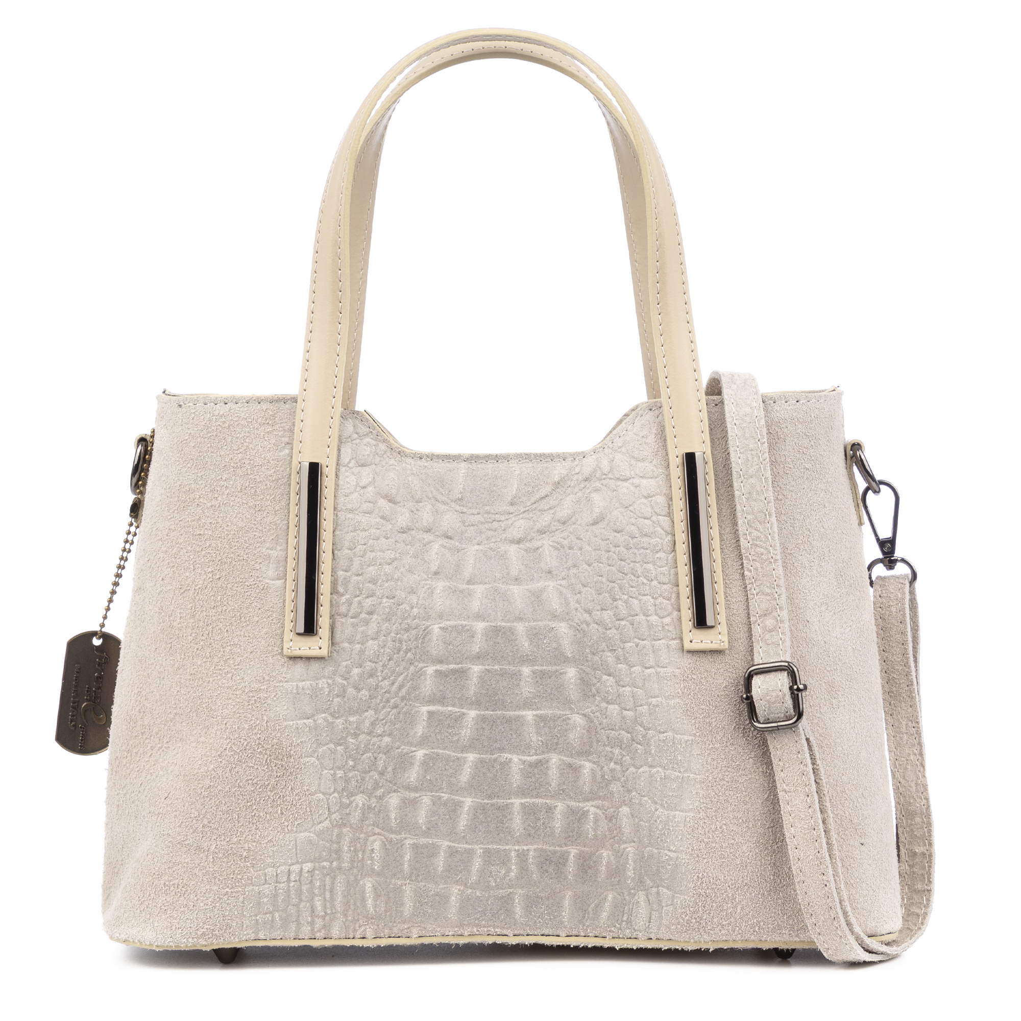 Fiesole bolso tote Mujer. Piel auténtica Gamuza Grabado Cocodrilo.