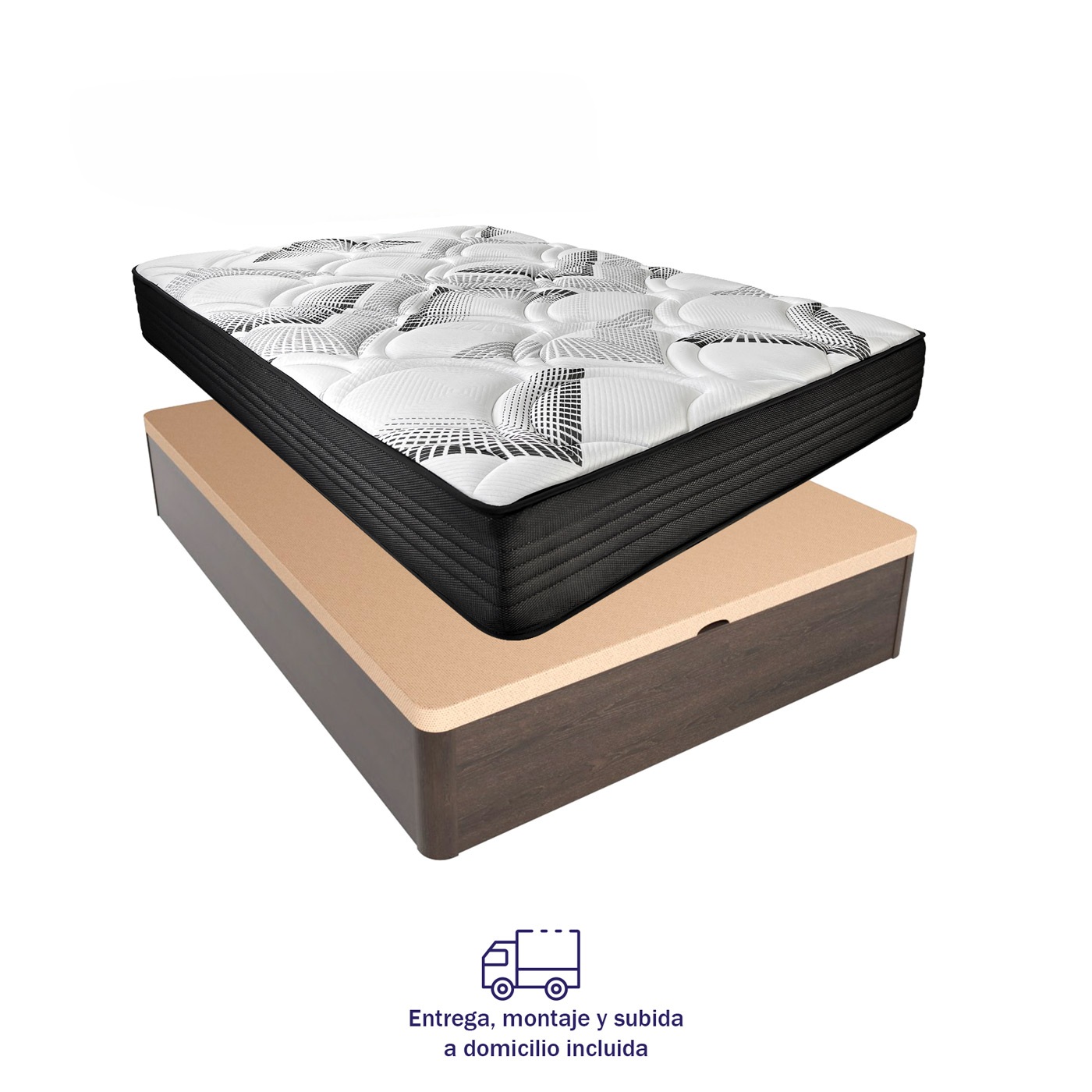 Duérmete Online  Pack Canapé Abatible Ort- Gran capacidad + Colchón Eco Box Reversible - Viscoelástico - Muelles ensacados (ENVIO Y MONTAJE INCLUIDO)  Todo Fabricado en España