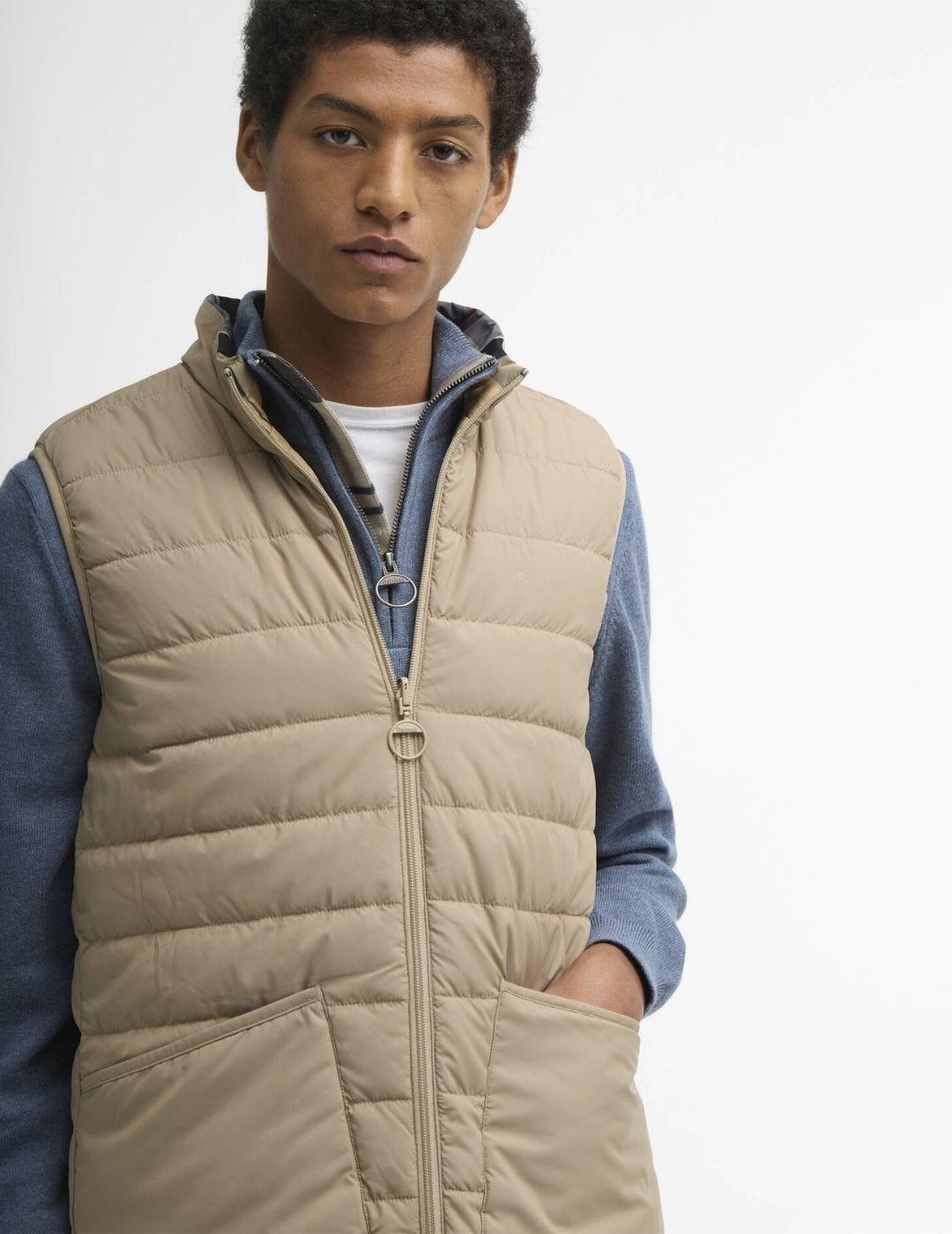 Chaleco Barbour Reversible Tartan Beige Hombre