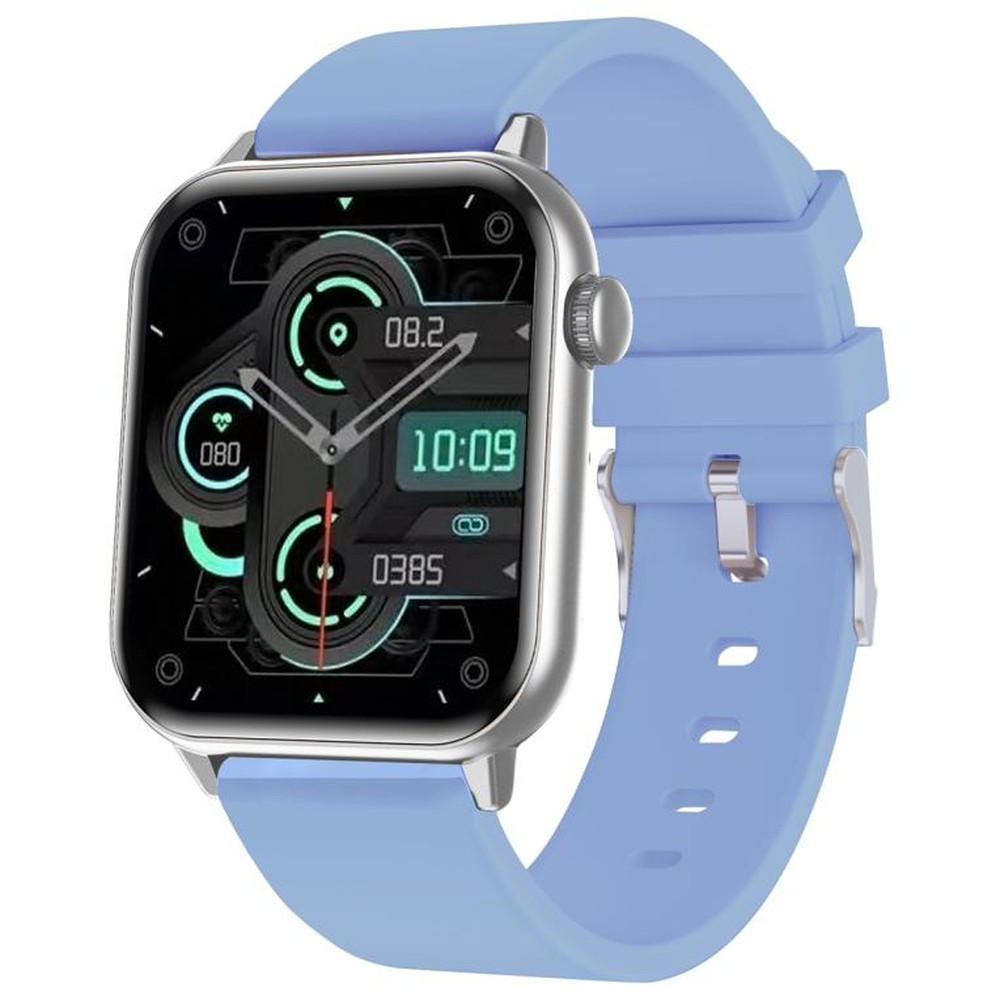 Trevi - Smartwatch T-FIT 201 A con pantalla AMOLED táctil de 4,7 cm (1,85\") y banda azul, resistente al agua IP67 para hombre y mujer