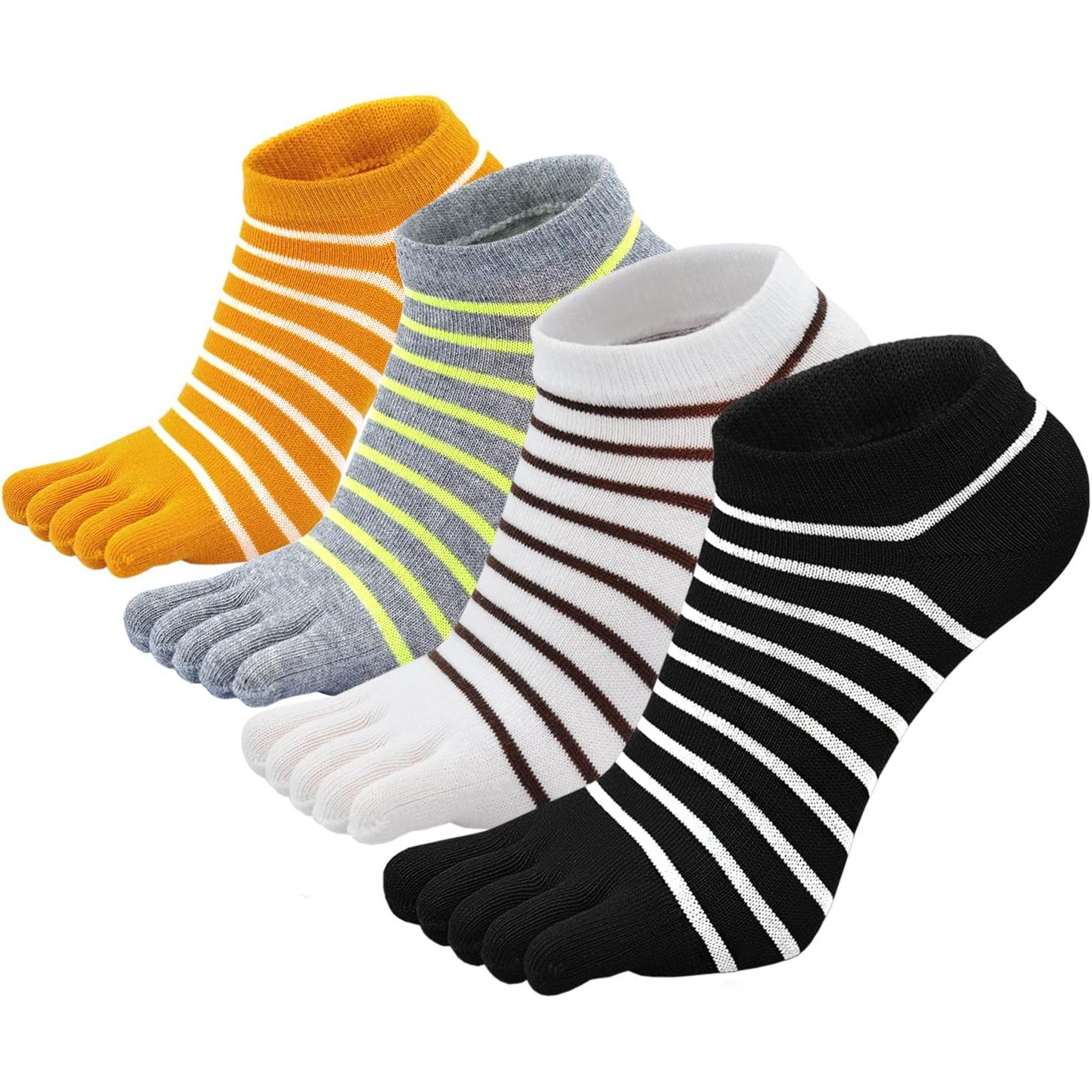TK Calcetines de Dedos Mujer Calcetines Cinco Dedos de Deporte, Mujer Calcetines del Dedo del Pie, Calcetines de Algodón, suave y transpirable, 4/5 pares