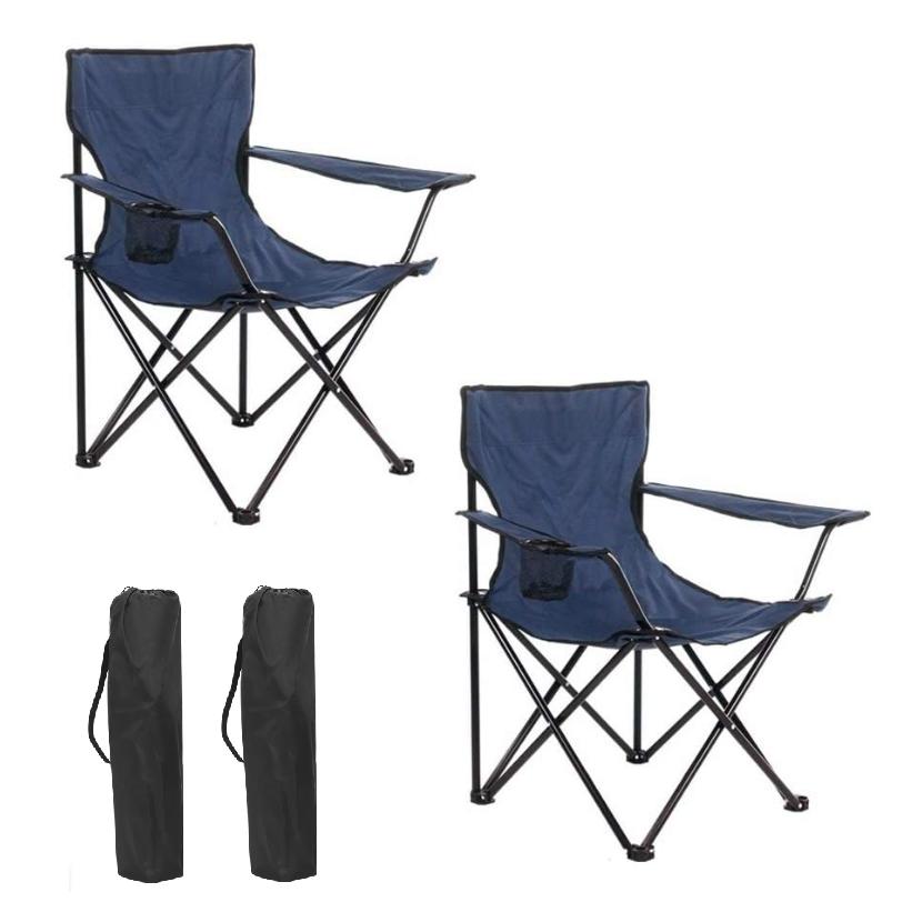 Set de 2 Sillas acampada plegable portátil sillas pesca camping playa con reposabrazos y bolsa de transportesenderismo trekking comodo