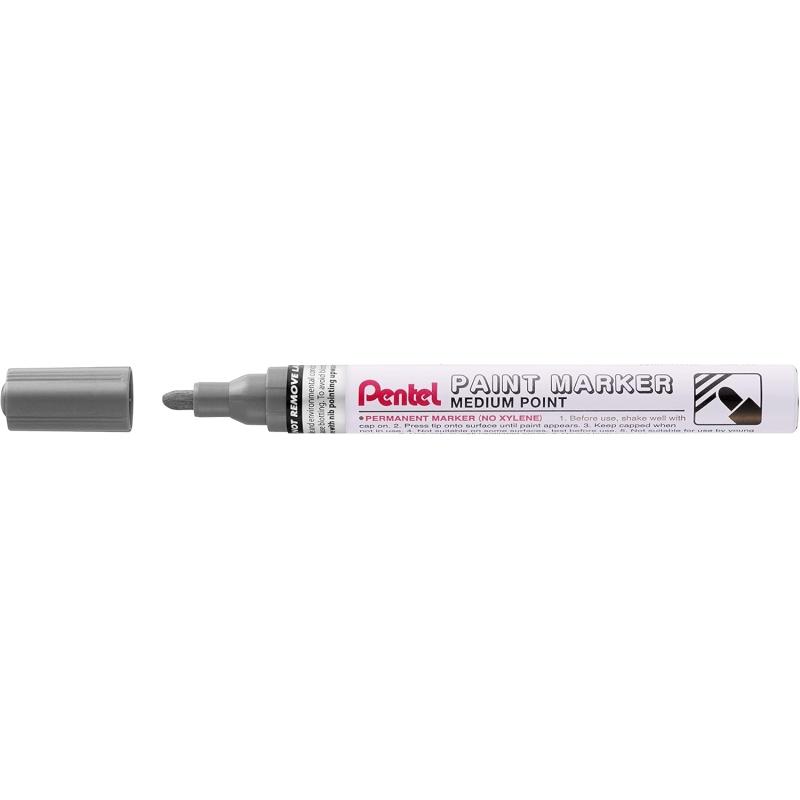 Pentel paint marker marcador de pintura - punta media 4.5mm - permanente en todas las superficies - resistente a luz y agua - cuerpo de aluminio - color negro perla (12 uds)