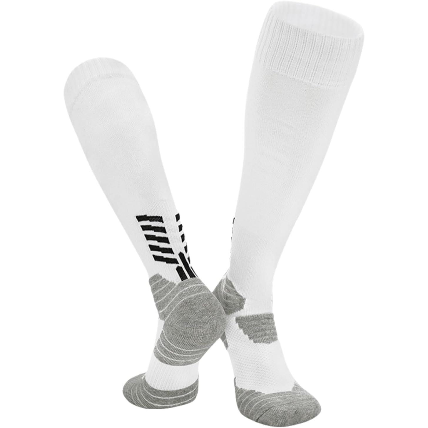 3 Pares de Calcetines Deportivos Largos de Tela Gruesa – Talla L | BLANCOS | Transpirables y Resistentes | Ideales para Deporte, Entrenamiento y Uso Diario talla universal 32-44 Calcetines Deportivos Flexibles, Soporte para Tobillo y Arco
