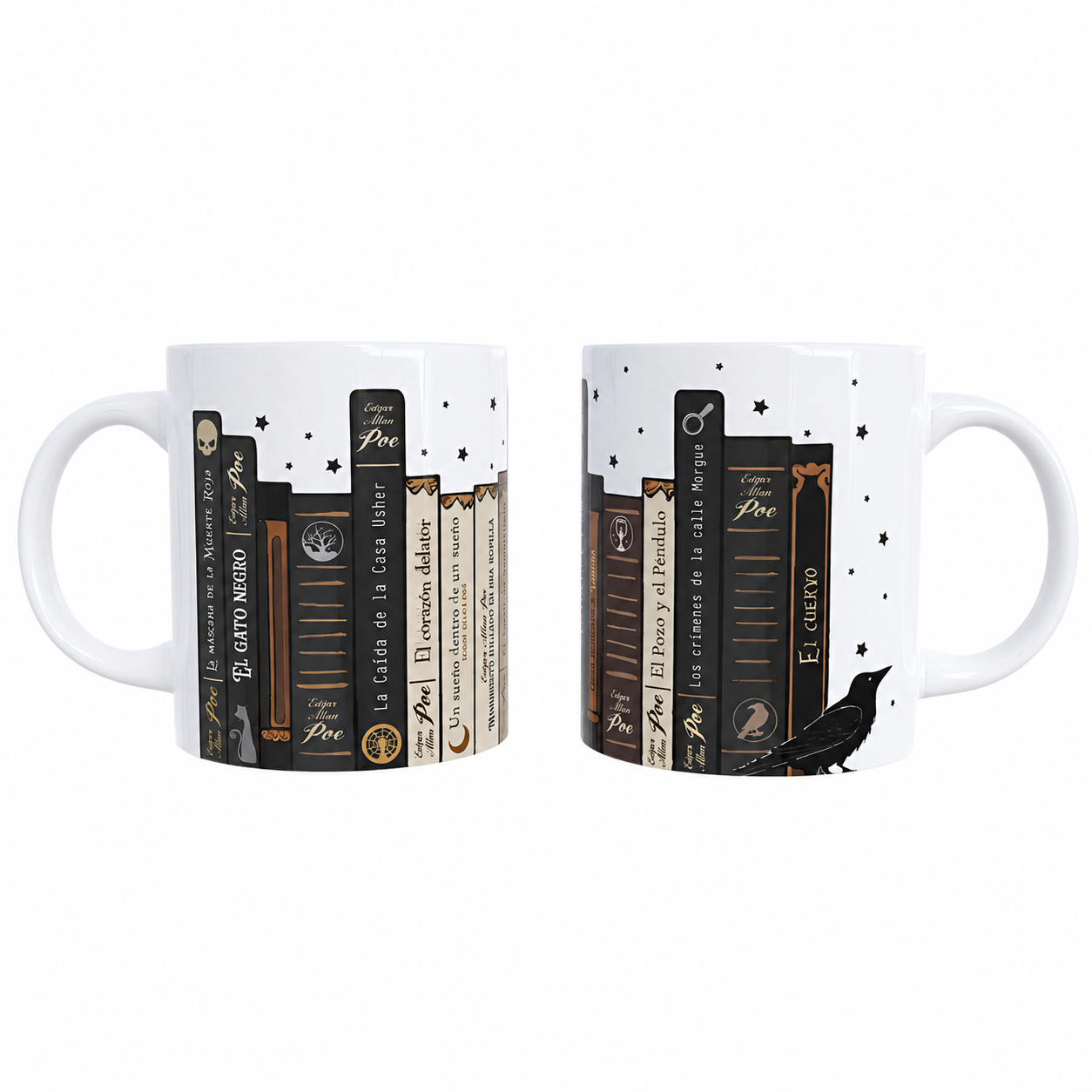 Taza personalizada con nombre Enna Blues Designs Libreria Edgar Allan Poe Libros cumpleaños navidad terror halloween regalo