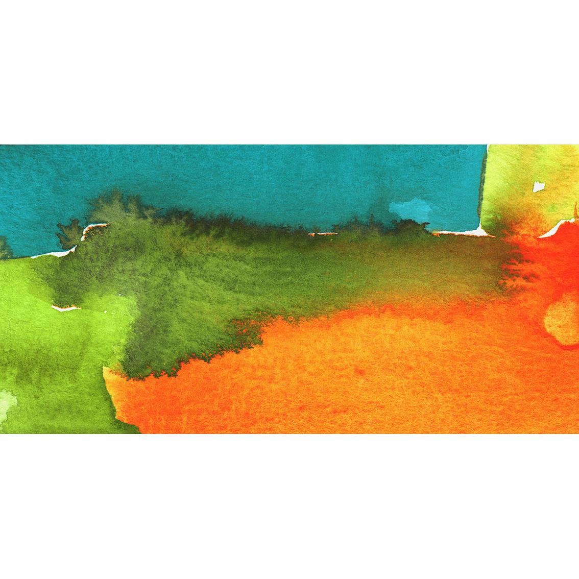 Cuadro decoración pared LIENZO SIN ENMARCAR “FRONTERA” 140X70 Acuarela Lienzo Alta Calidad Arte contemporáneo abstracto Pop Colores vivos naranja verde azul turquesa Amarillo Alegre Moderno Loft Urbano Salón dormitorio juvenil Ref ANA DURAN 112