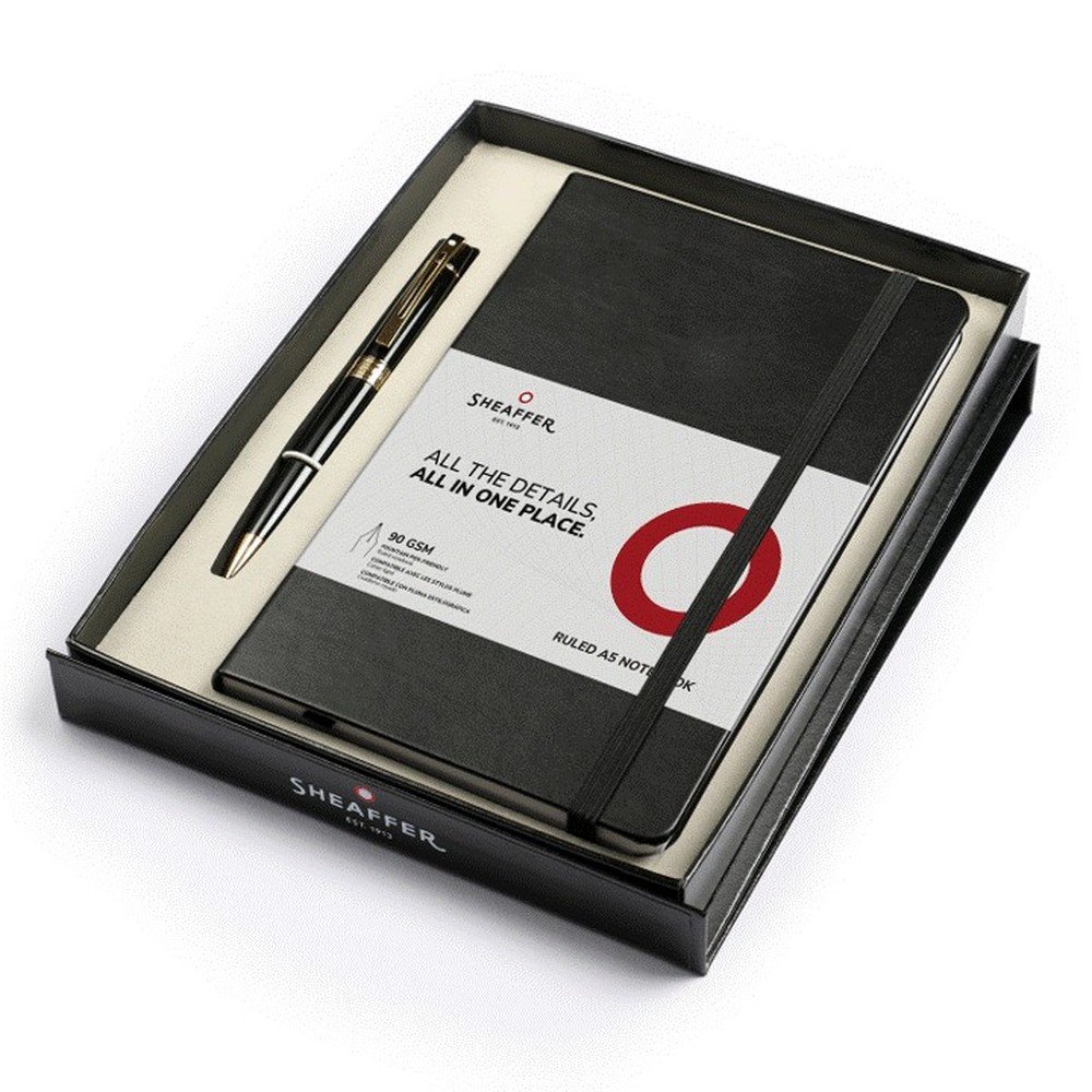 SHEAFFER JUEGO SHEAFFER 9325 BOLIGRAFO LACA NEGRA Y ORO CON TARJETERO VFM 16x14x3 Cms.