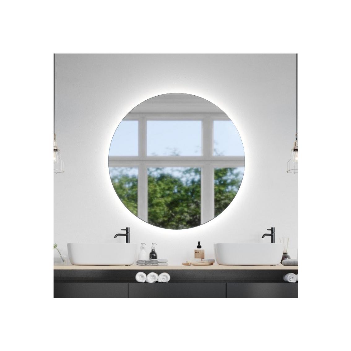 Customglass Espejo de Baño Redondo con Iluminación Led y Forma Circular de Pared