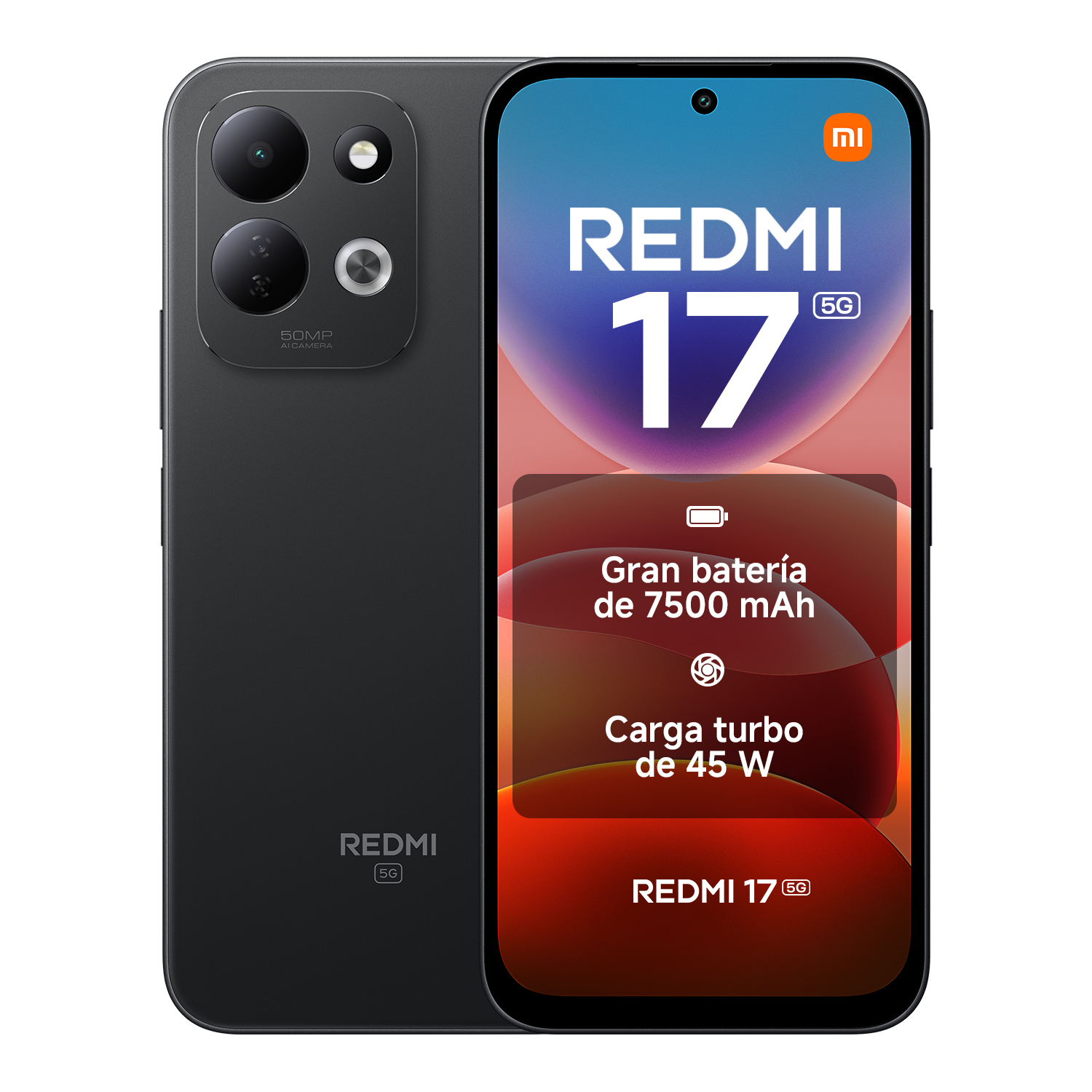 Official | REDMI 17 5G, Batería de 7500 mAh (typ) , Hasta 109 horas de reproducción de música, Resistente Corning® Gorilla® Glass 7i