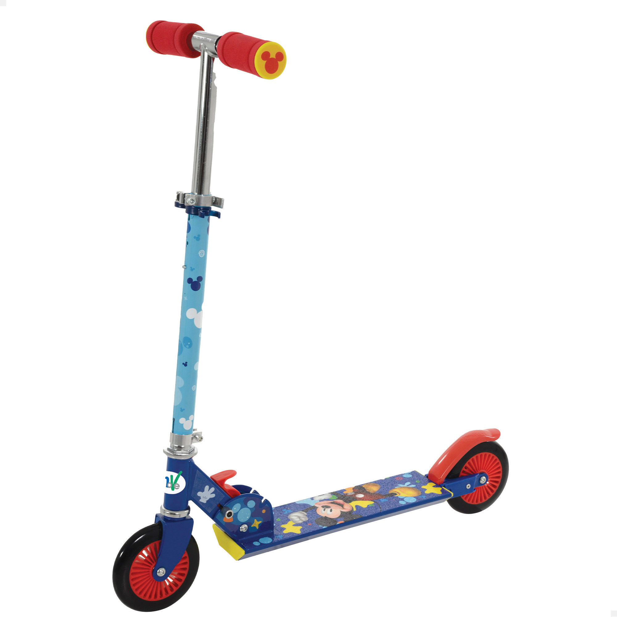 Mickey Mouse - Patinete infantil licencia oficial, estructura metálica, plataforma antideslizante con decoración Mickey, dibujos animados, ruedas antipinchazos, fomento equilibrio, motricidad, actividades exterior niños, diversión activa, juegos niños