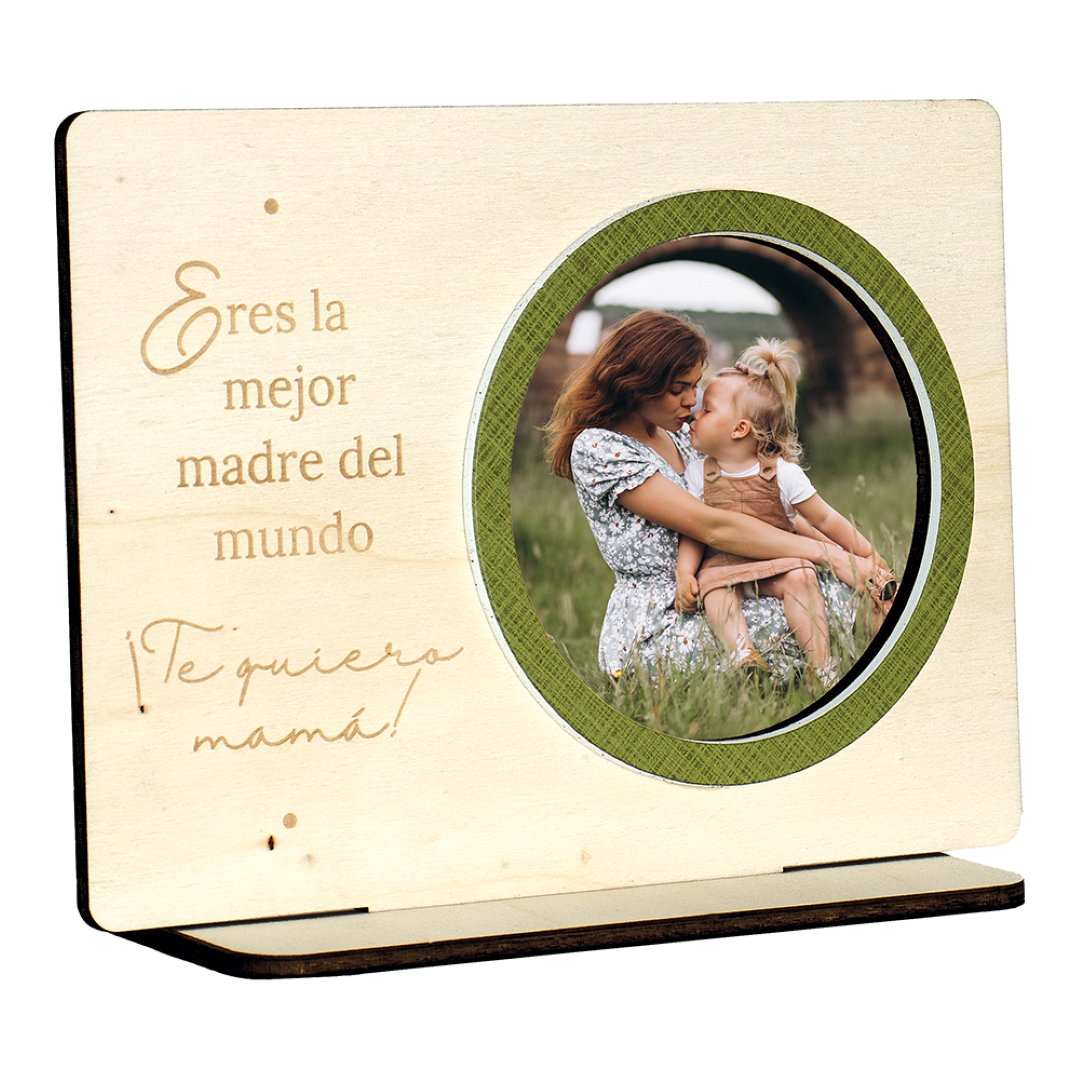 Demark - Marco de Sobremesa "Mejor Madre del Mundo" con Grabado - Regalo Día de la Madre 9x9 cm - Modelo KM-355