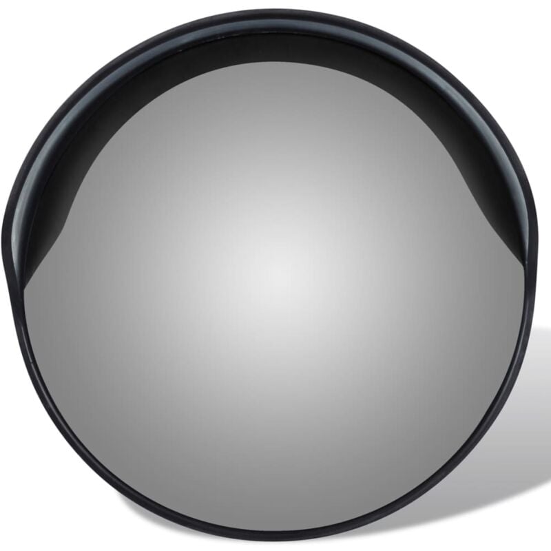 Espejo de tráfico convexo para exteriores, plástico PC negro, diámetro 30 cm, seguridad vial mejorada