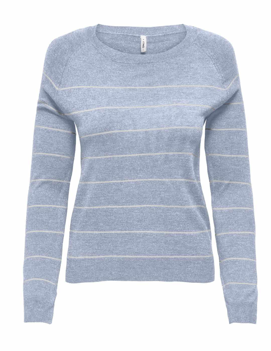 Jersey Only Lemmi azul rayas manga larga para mujer