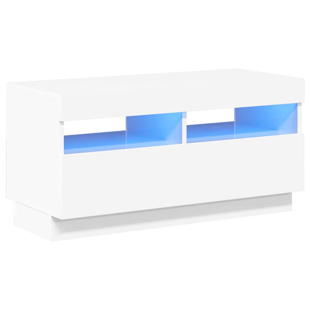 vidaXL Mueble de TV con luces LED blanco brillante 80x35x40 cm